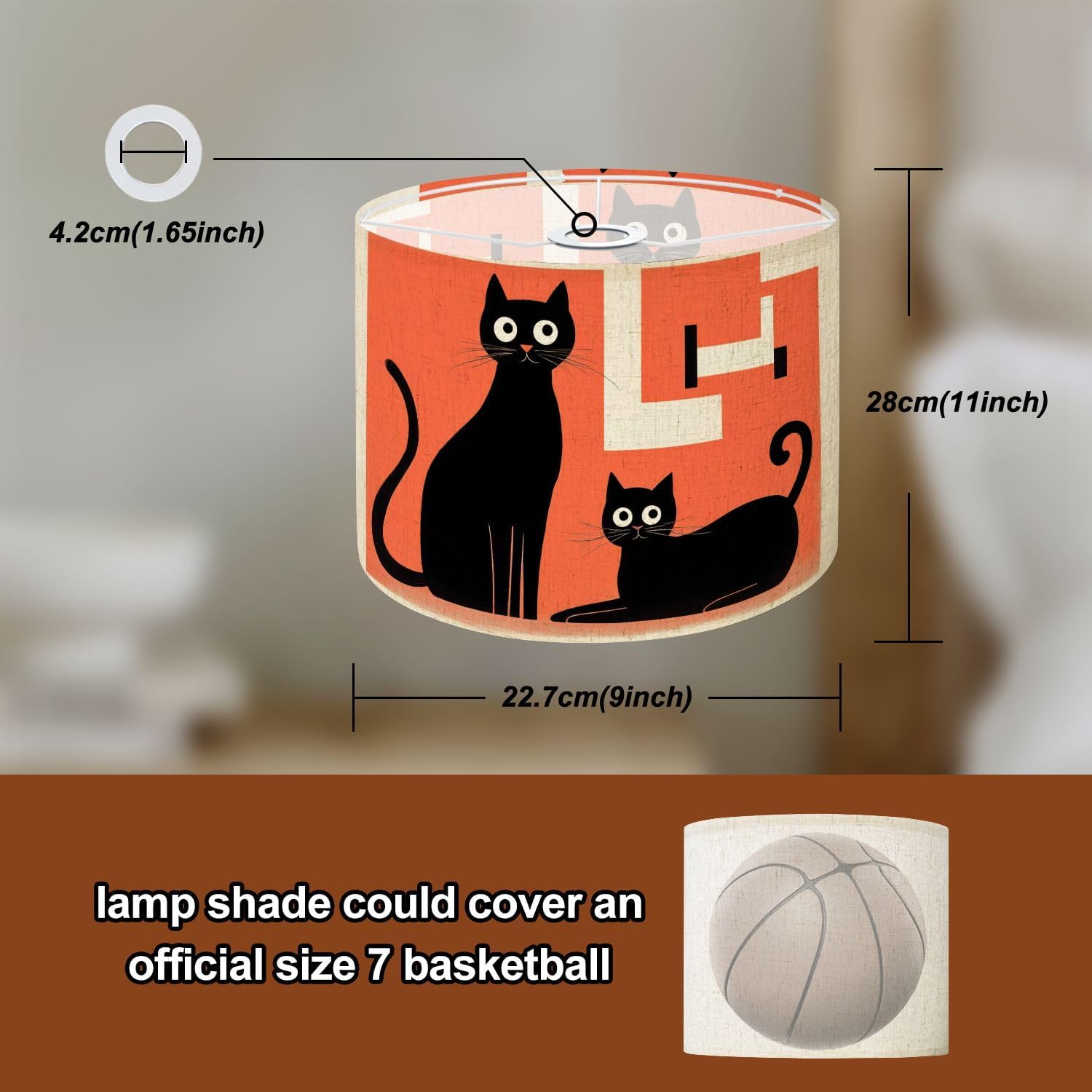 Lamp Shades Large Lamp Shade Mid Century Modern Cats Atomic Art Decorative Black Abstract Linen Shade for Pendant Light Table Lampshade Floor Lampshades Drum Boho 1 Pack Replacement