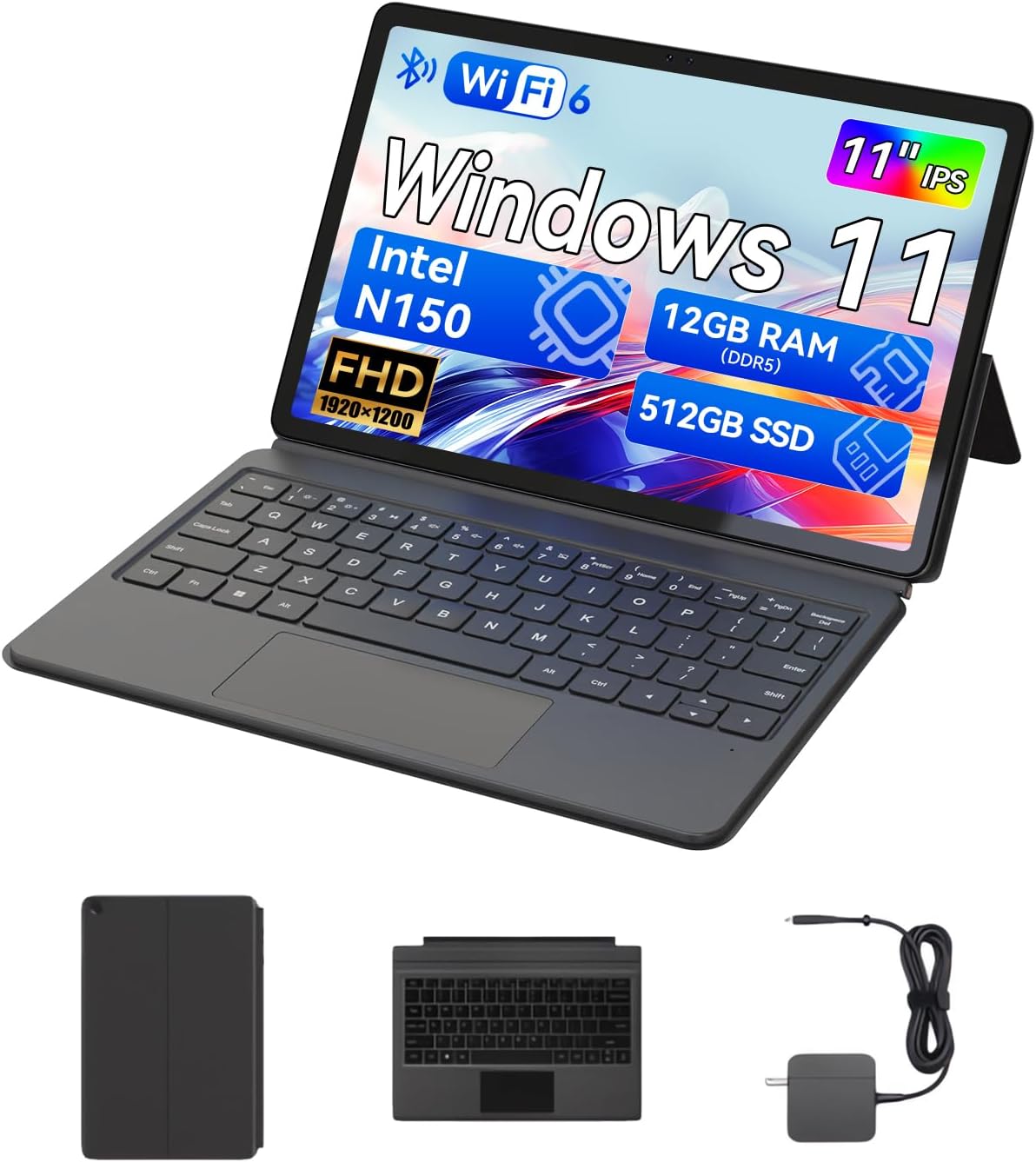 BNCF NewBook 11 2-in-1 Laptop in laptop mode with keyboard and kickstand