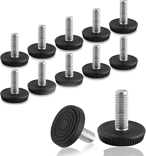 COIDEA Niveladores de patas de muebles de rosca M8, 12 patas ajustables para muebles roscadas, patas niveladoras atornilladas para muebles,