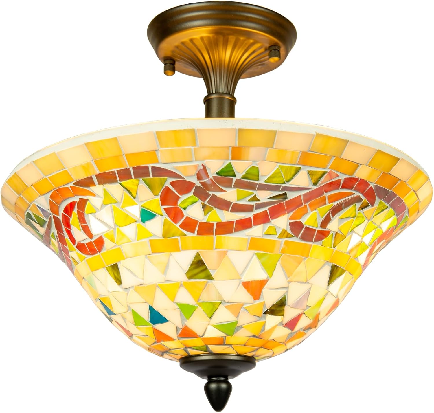 Dale Tiffany Lamps 8780/3LTF Tiffany/Mica Three Light Flush Mount Series Collection Finish, Antique Brass, 12.00x13.25x13.25