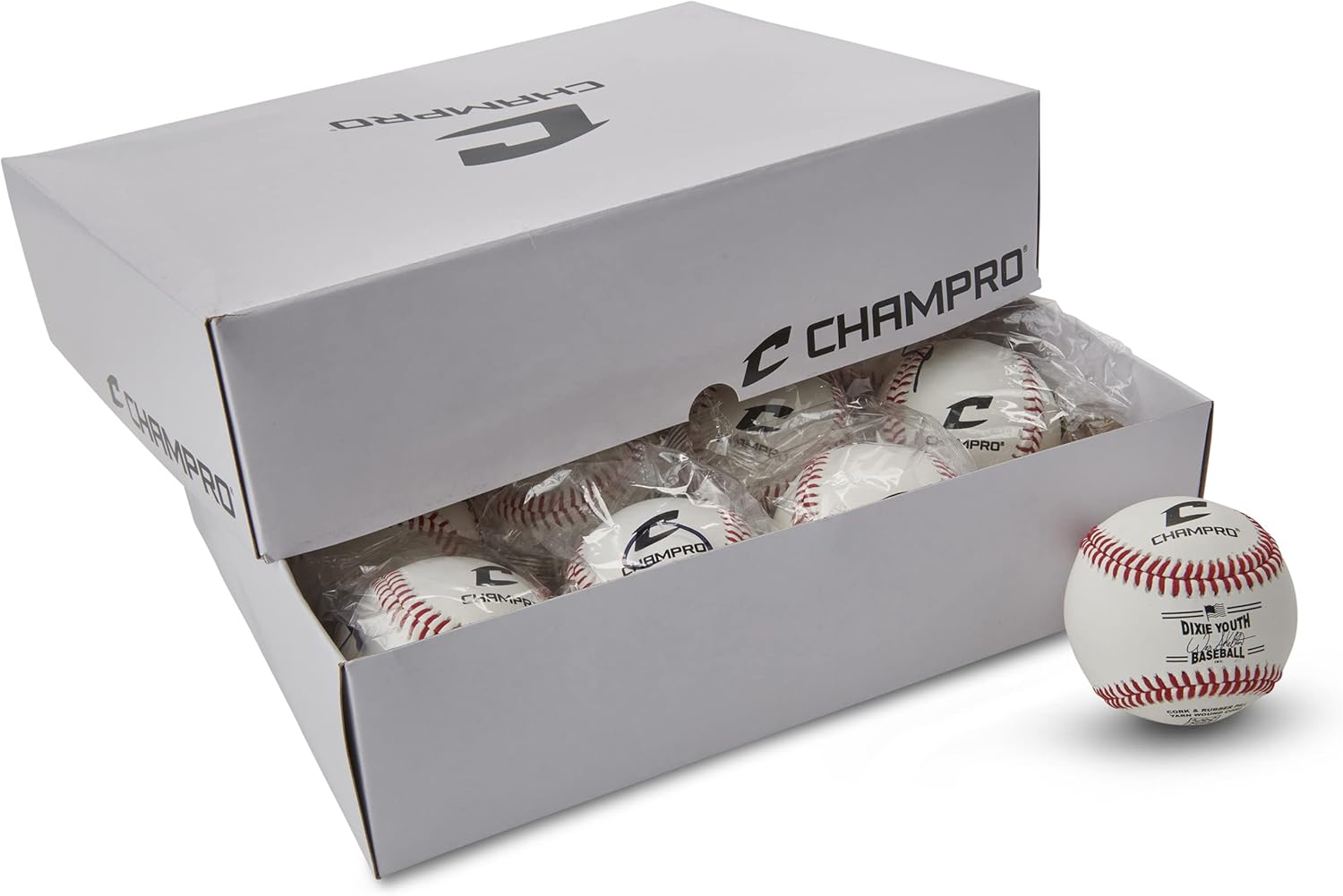 Champro Dixie League Approved Baseballs with Full Grain Leather Cover, 12 Pack