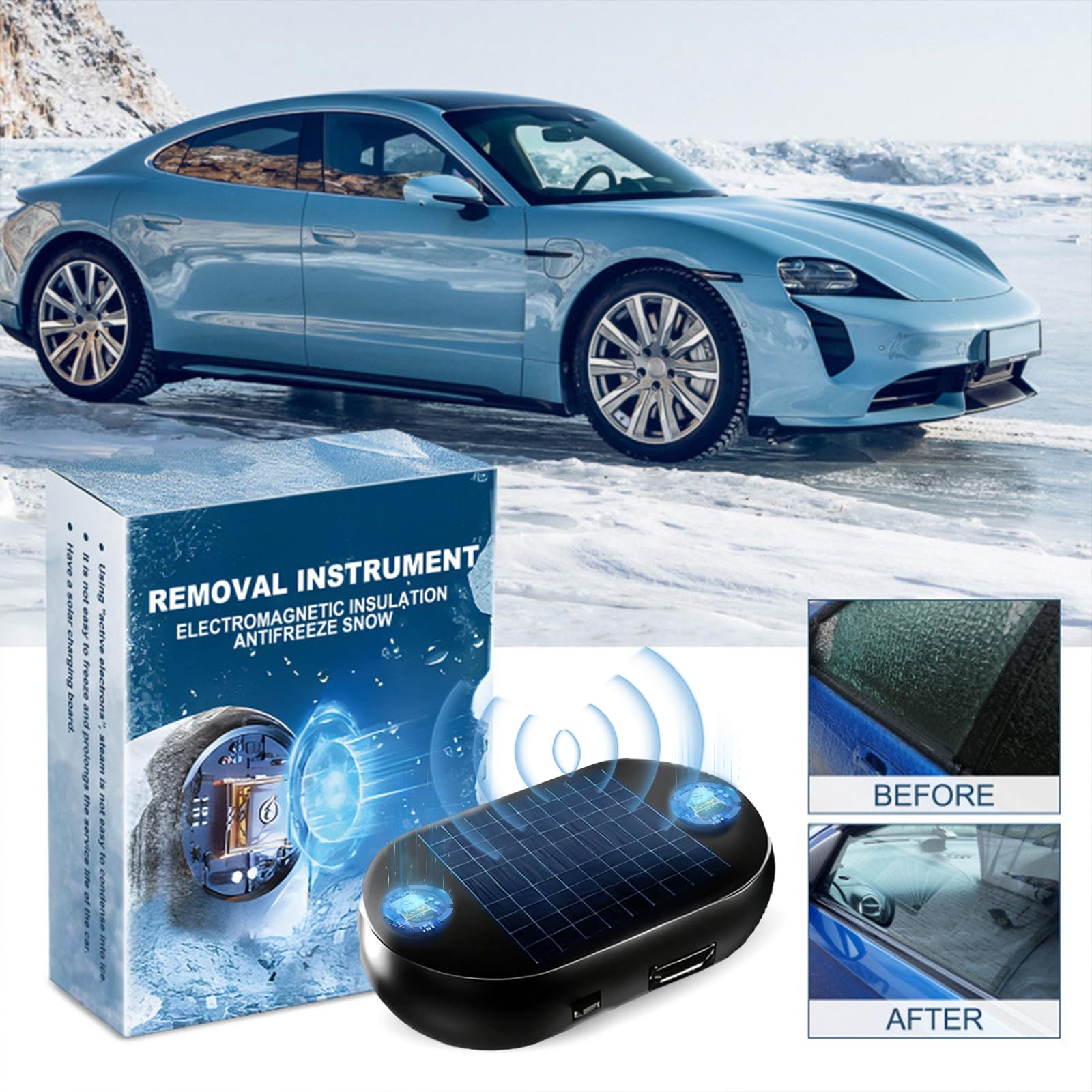 Dégivreur électromagnétique de Voiture Dégivreur de Voiture Electromagnétique Déneigement électromagnétique Chauffages Cinétiques Moléculaires pour Dégivrage Voiture Pare Brise (3 pcs)