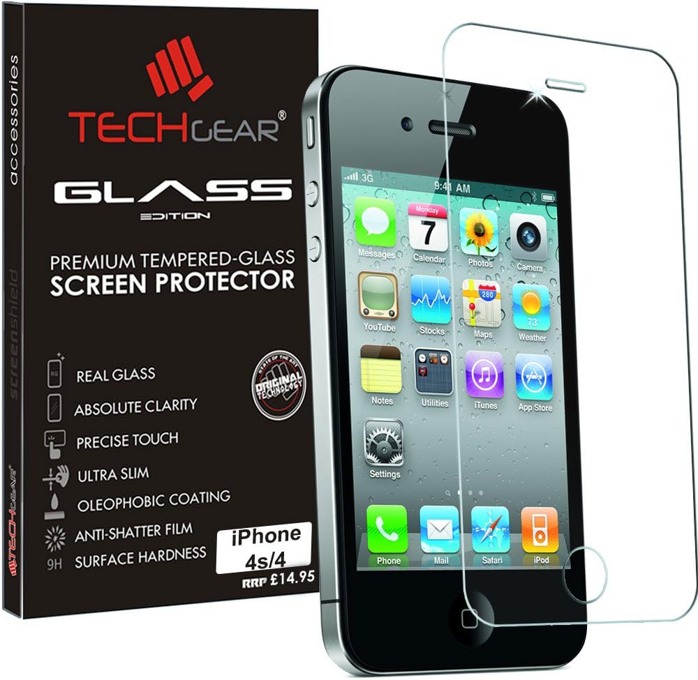 GLASS Edition for iPhone 4s, iPhone 4 - Genuine Tempered Glass Screen Protector Guard Cover Compatible with Apple iPhone 4s, iPhone 4