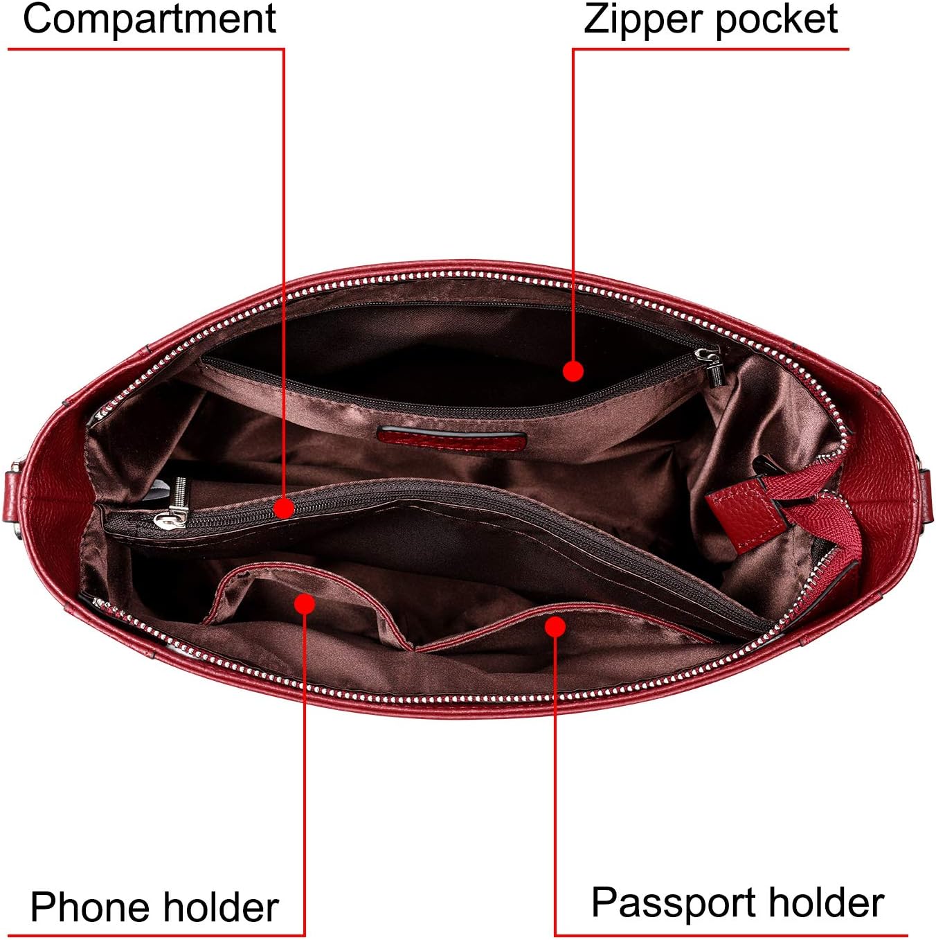 S-ZONE Medium Women Genuine Leather Crossbody Bags Cowhide Shoulder Handbag Ladies Purse - Image 5