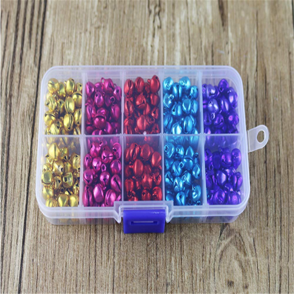 Cascabeles Pequeños Coloridos con Caja de Almacenamiento 300 Piezas para Manualidades Navidad