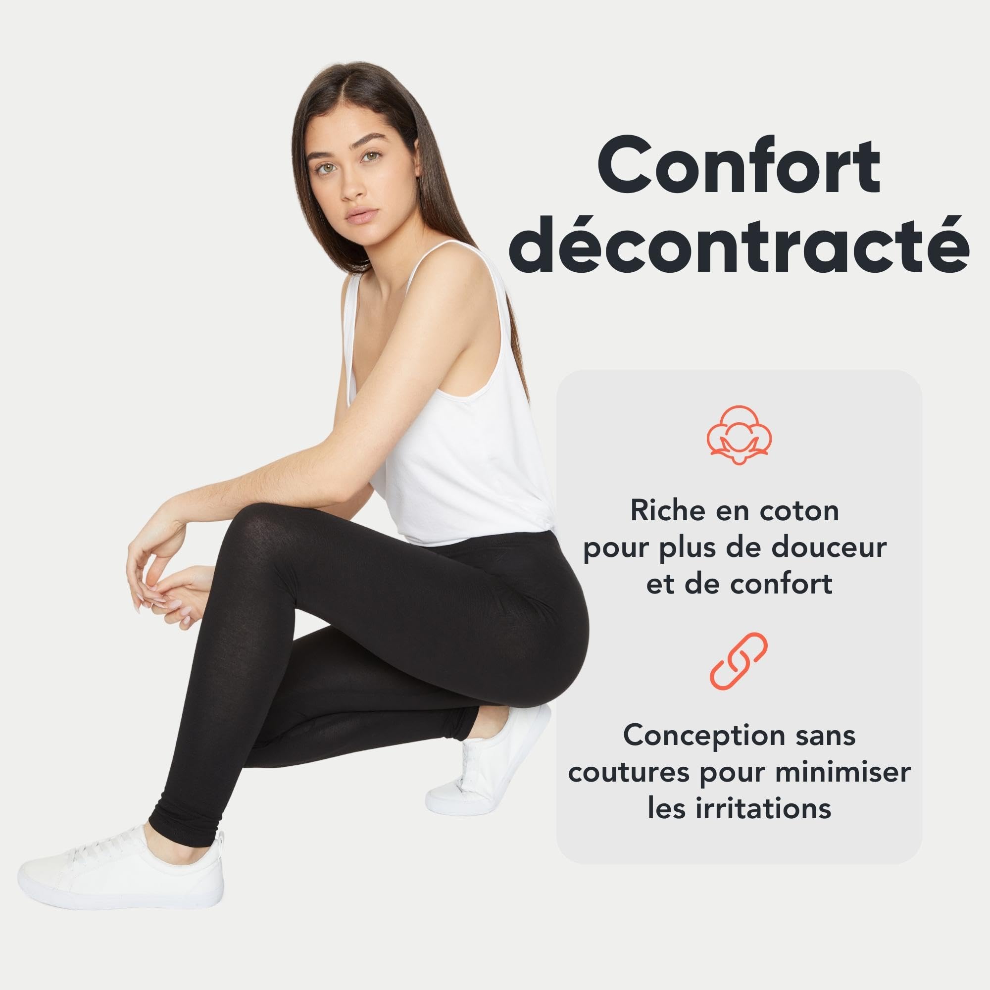 FM London - Lot de 3 Leggins décontractés pour Femmes Leggins élastiques, Coupe ajustée