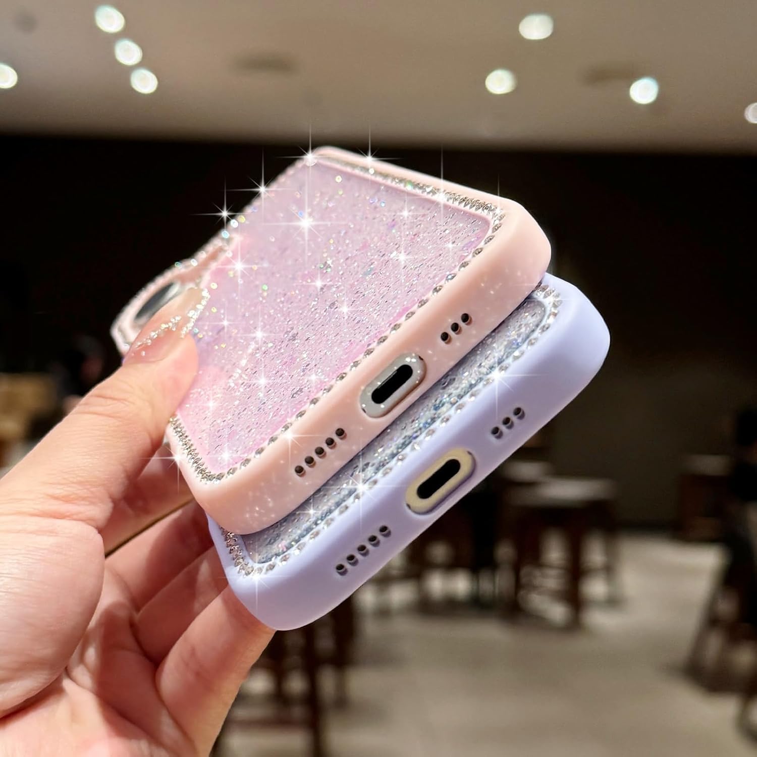 for iPhone 16 Plus Case Glitter, Girly Cute Bling Glittery Sparkle Cover with Shiny Diamonds Rhinestones for Women Girls, Soft Slim Shockproof Protective Phone Case for iPhone 16 Plus, Pink - Image 6