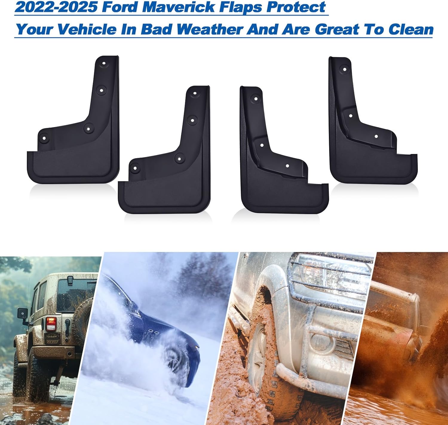 Ford Maverick 2022-2025 Mud Flaps, 4PCS No-Drill Splash Guards, Front & Rear MudFlaps Set, Exterior Accessories (Fits All Trims Except 2025 Lobo Edition)