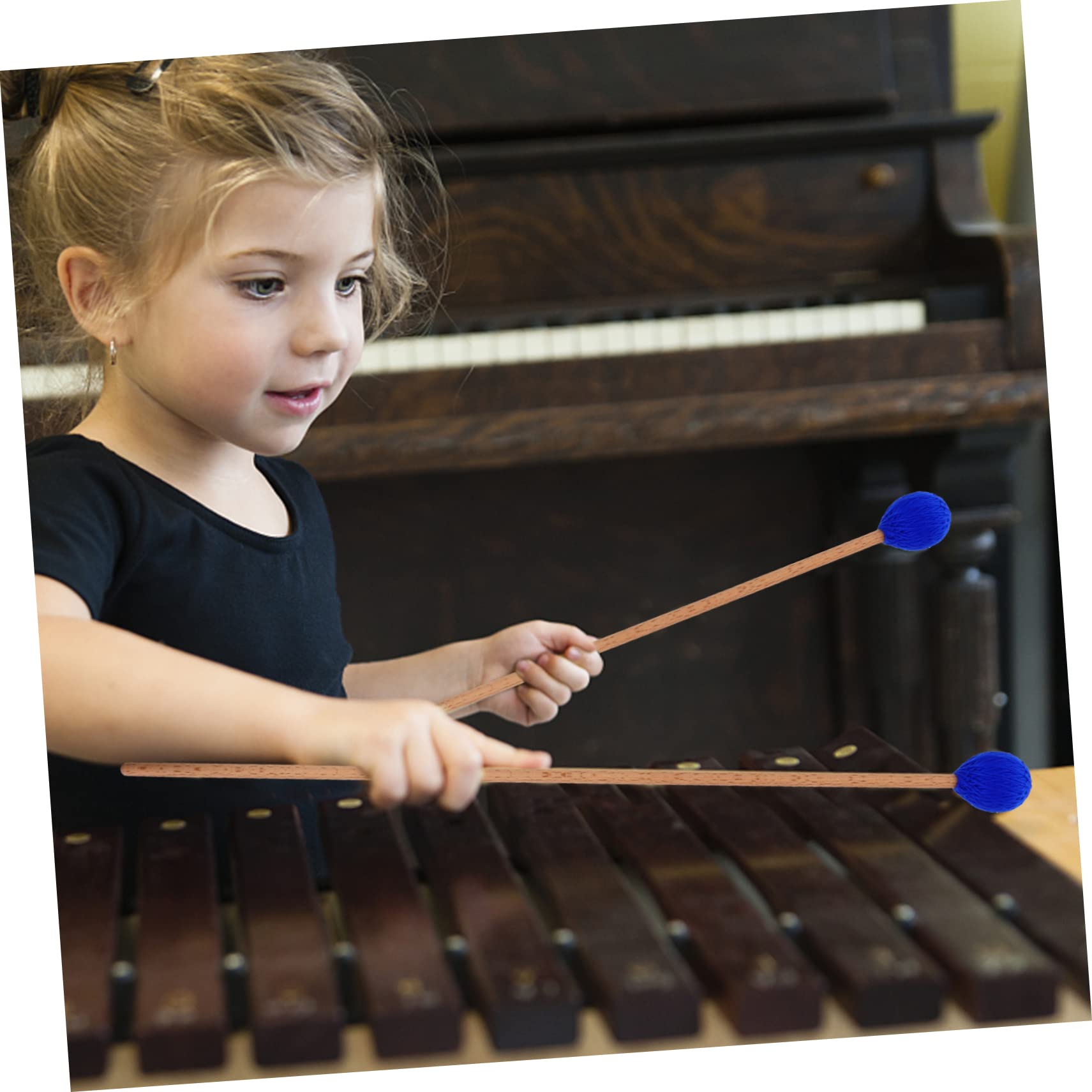 HEMOTON 3 Paare Marimbaschlägel mit Weichem Garnkopf und Ergonomischem Ahornholzgriff Geeignet für Marimba Xylophon Glockenspiel und Weitere Percussion Instrumente Langlebig und