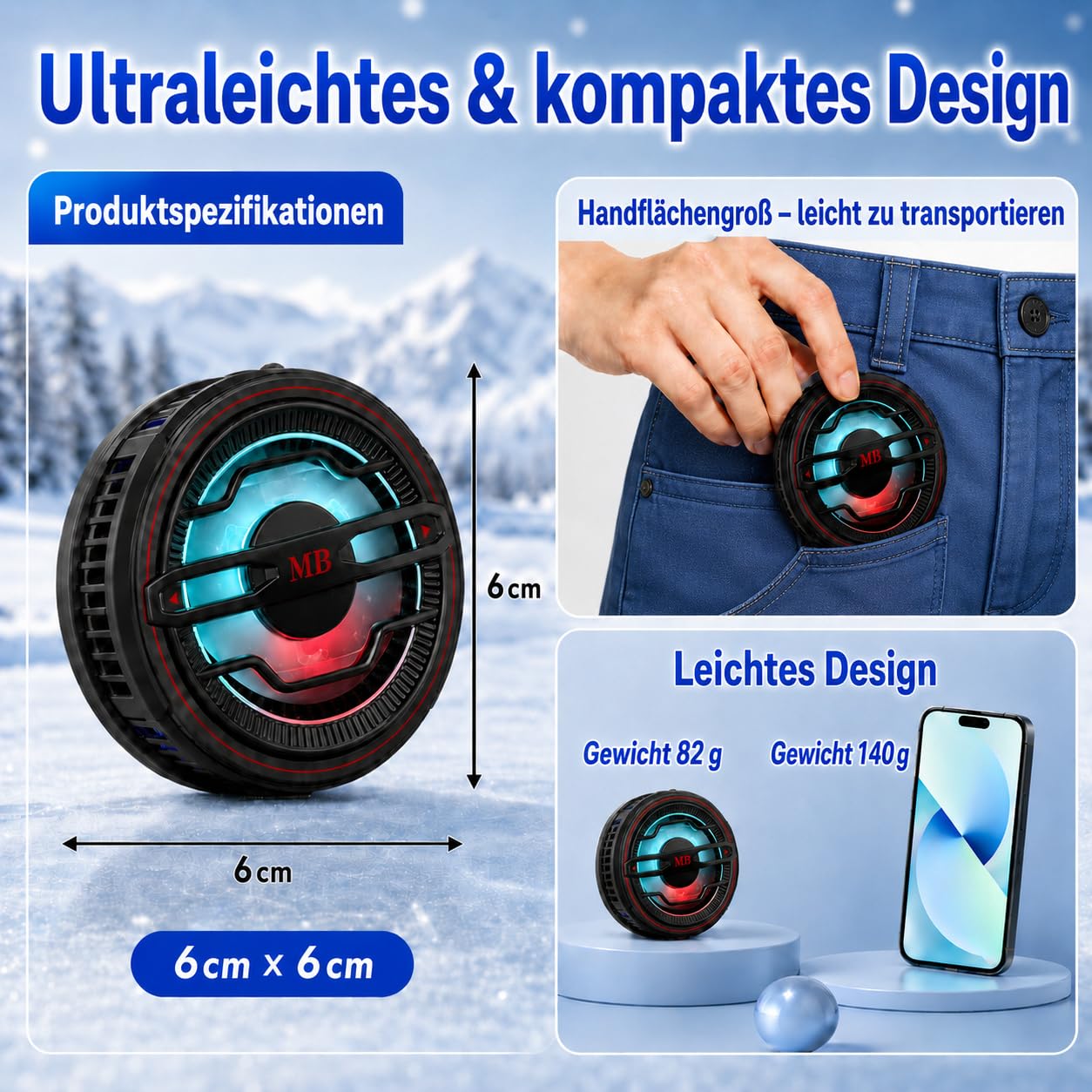 Refroidisseur magnétique pour téléphone portable, RVB, chargement sans fil