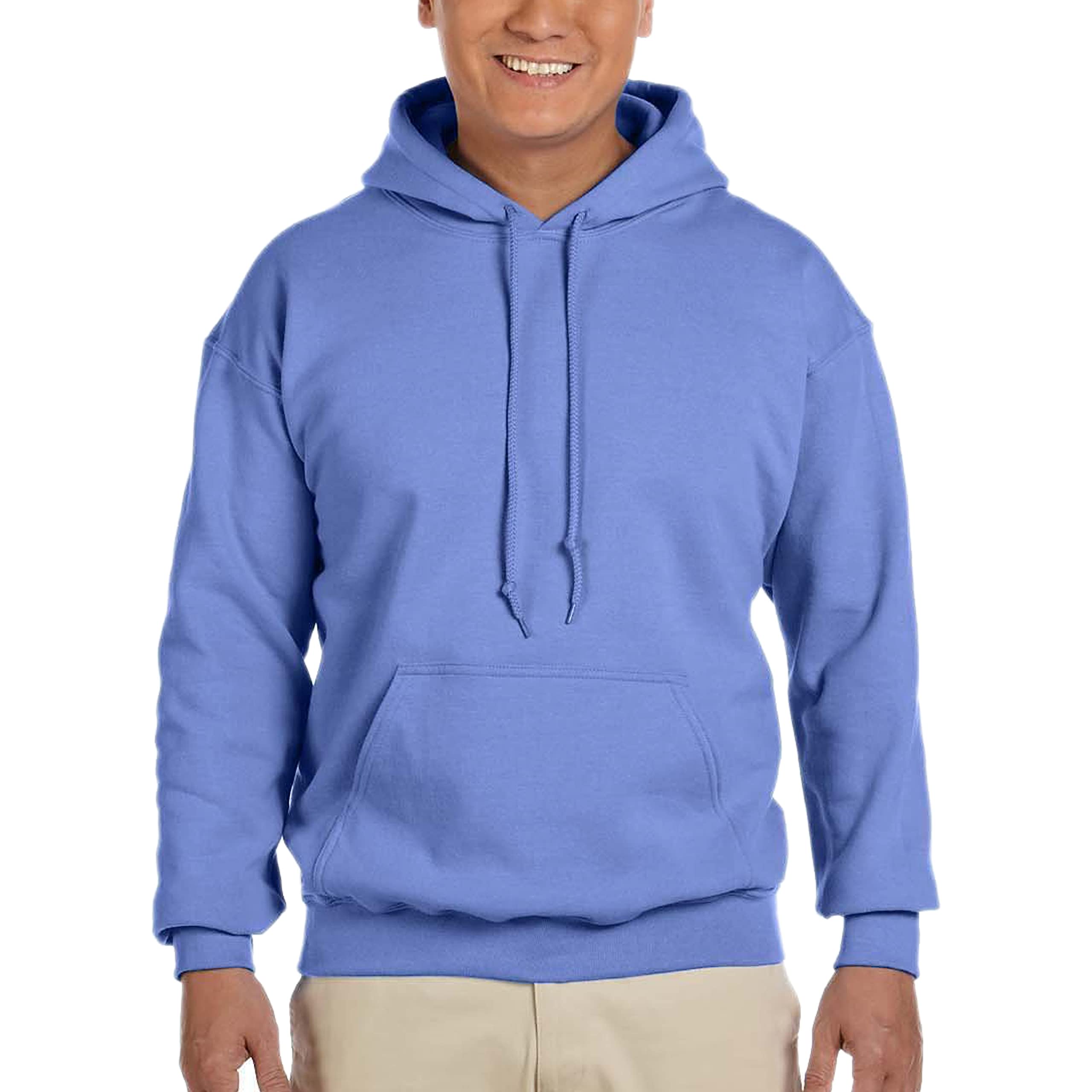 Gildan Men's Heavy Blend Drawcord Hooded Sweatshirt, Safety Pink