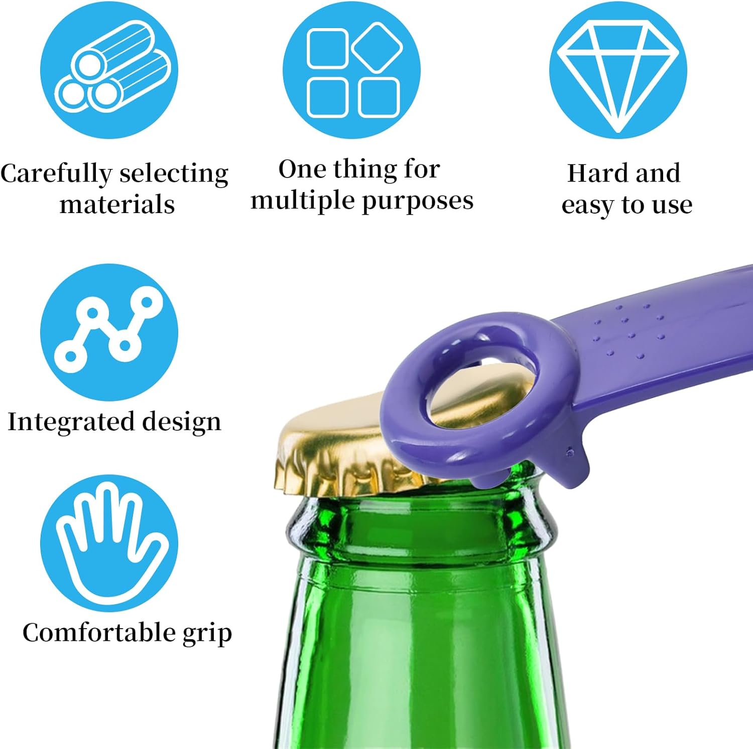 Manual Can Opener, 6 Pieces Jar Opener, Multifunctional Bottle Opener, Beer Corkscrew, Smooth Surface, No Effort, Vibrant Colours, for Beer, Soda and Jars, for Elderly