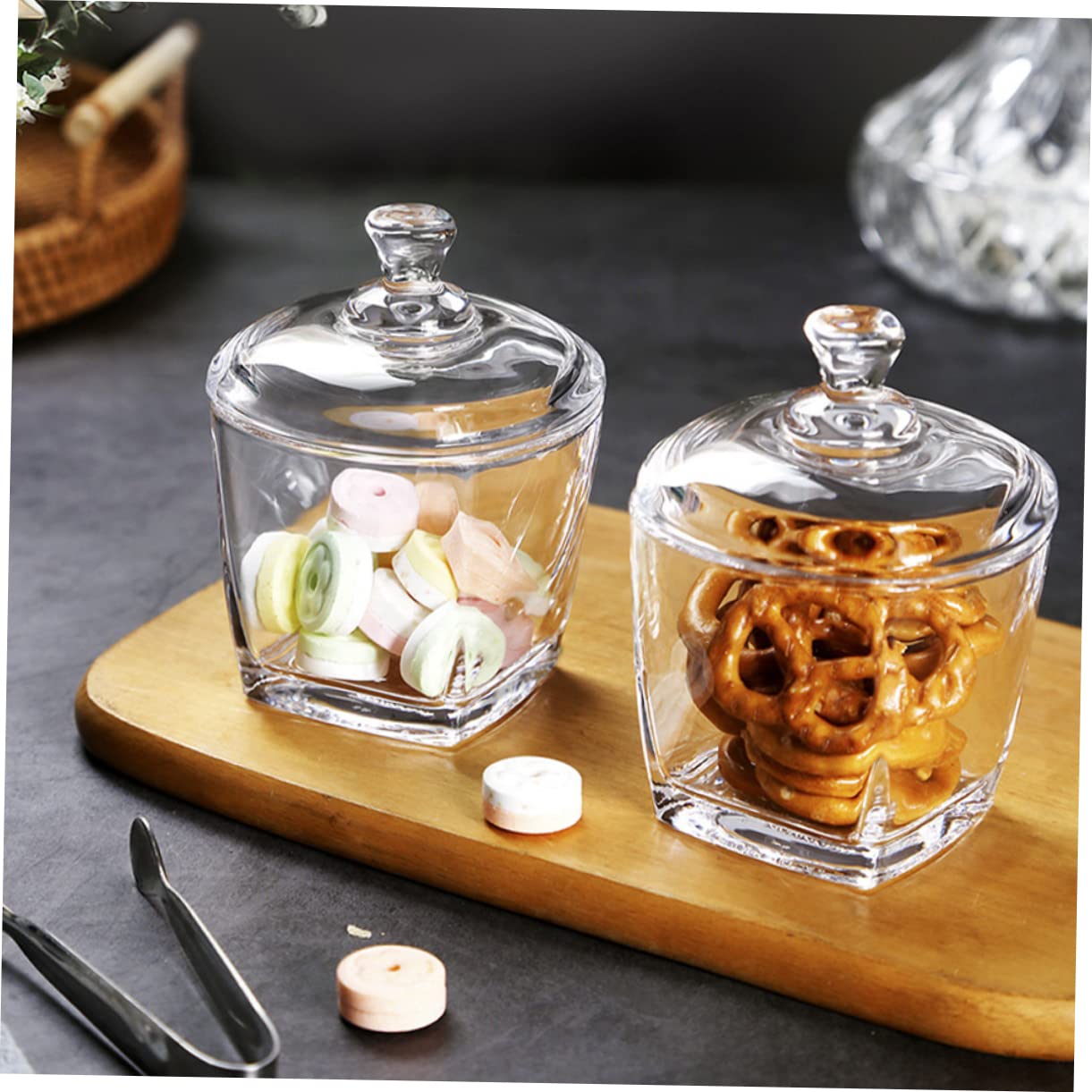 Gatuida Glasdosen aus Klarem Glas zur Aufbewahrung von Süßigkeiten und Snacks 2 Stück 260ml mit Deckel Vielseitig und Einfach zu Befüllen für Küche und Vorrat