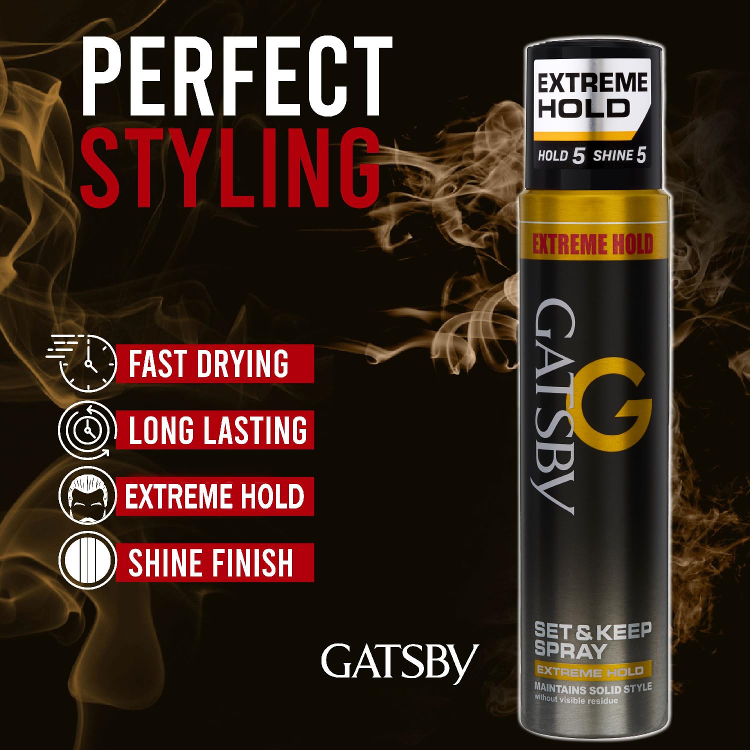 Gatsby Leather Set and Keep Spray, Extreme Hold, 250ml