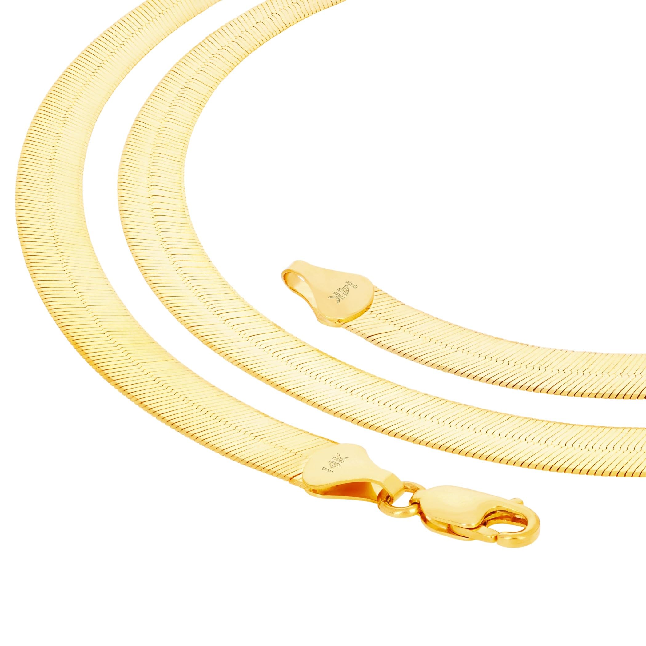 Nuragold Collier flexible en or jaune véritable 14 carats à chevrons de 4