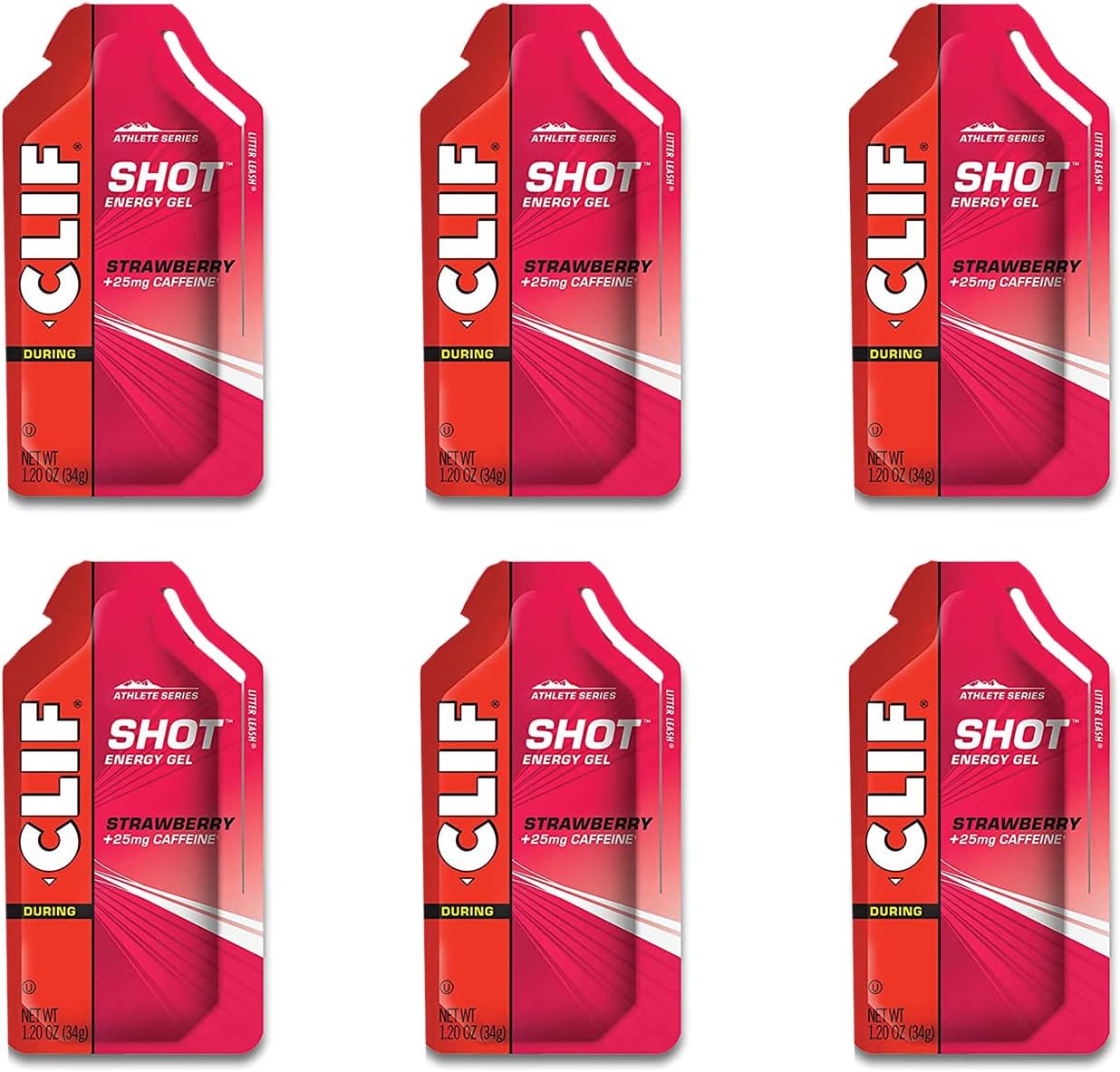 CLIF SHOT Energy Gels Strawberry 25mg Caffeine Non