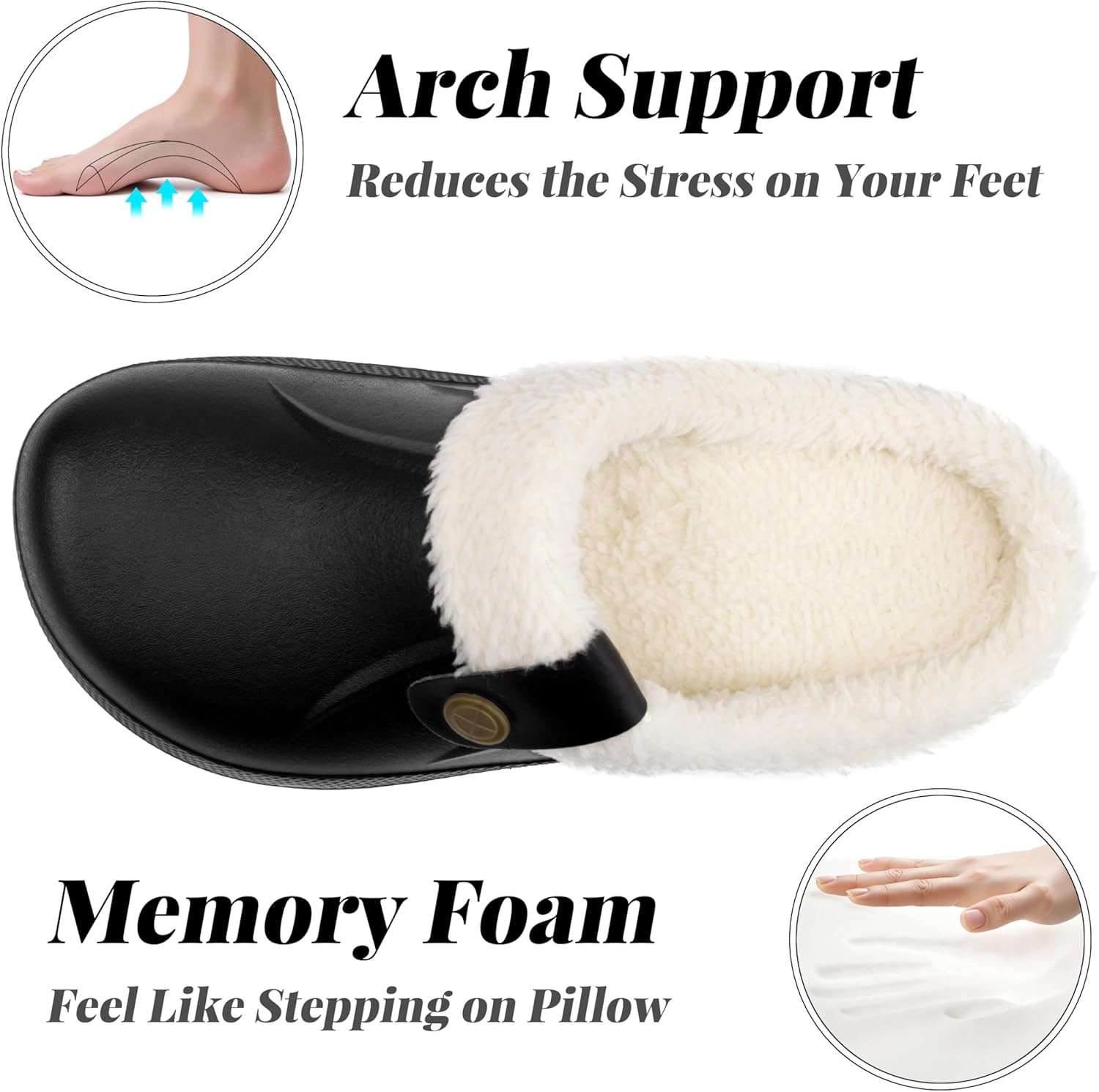 ChayChax Women and Men Fur Lined Clogs Memory Foam Warm Fuzzy Slippers Winter Waterproof Indoor Outdoor Slipper - Image 5