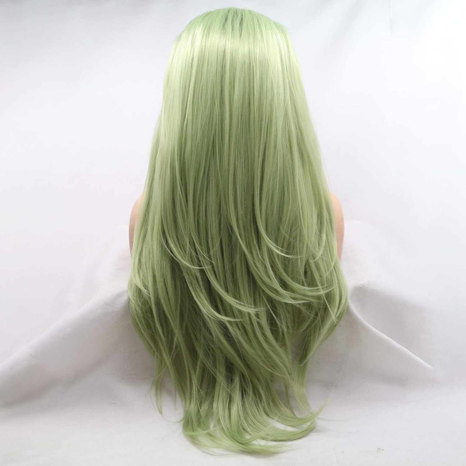 Ombre Green Synthetic Lace Front Wigs for Women Dark Roots Long Natural Straight Wig Pre Plucked Hairline Glueless Heat Resistant Cosplay Party Wig 22 Inch(Olive Green)