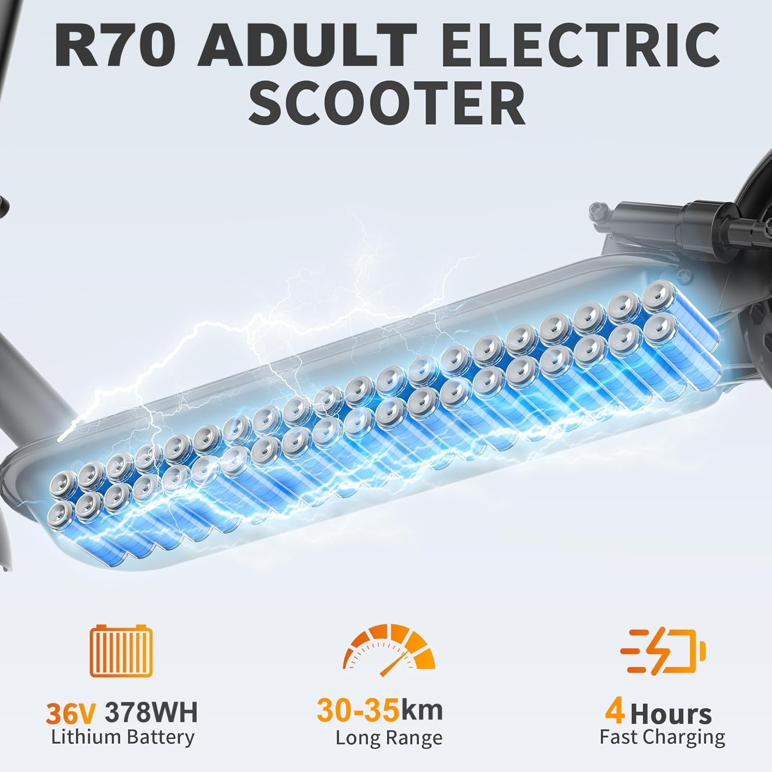 R70 Monopattino Elettrico Adulti con indicatore di direzione, Monopattino Elettrico Pieghevole, Velocità Massima 25 km/h, Autonomia Massima 25 km, Doppi Freni, Doppia Sospensione