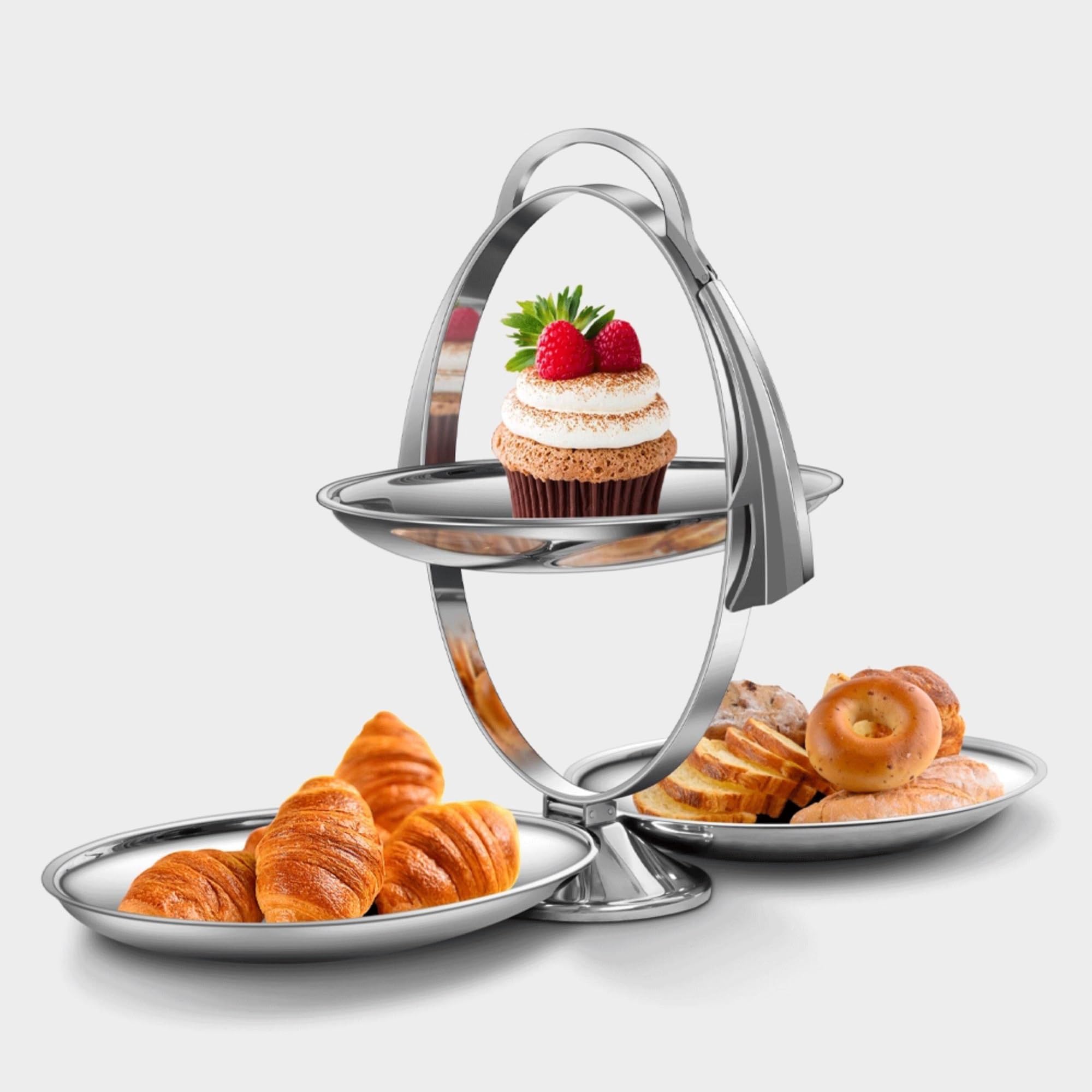 Présentoir à cupcakes Support à gâteau pliant de luxe abordable, plateau thé l'après-midi, fruits, fournitures d'hôtel, cadeau pendaison crémaillère Mariage