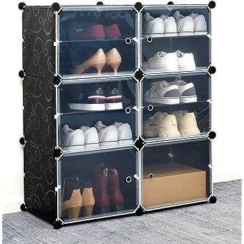 Armoire A Chaussures Meuble Chaussures Etagere A Chaussures Avec 12 Casiers Rangement Chaussures A Emboitement Meuble De Rangement Pour Chaussures Reglable 83 31 93cm Noir Amazon Fr Cuisine Maison