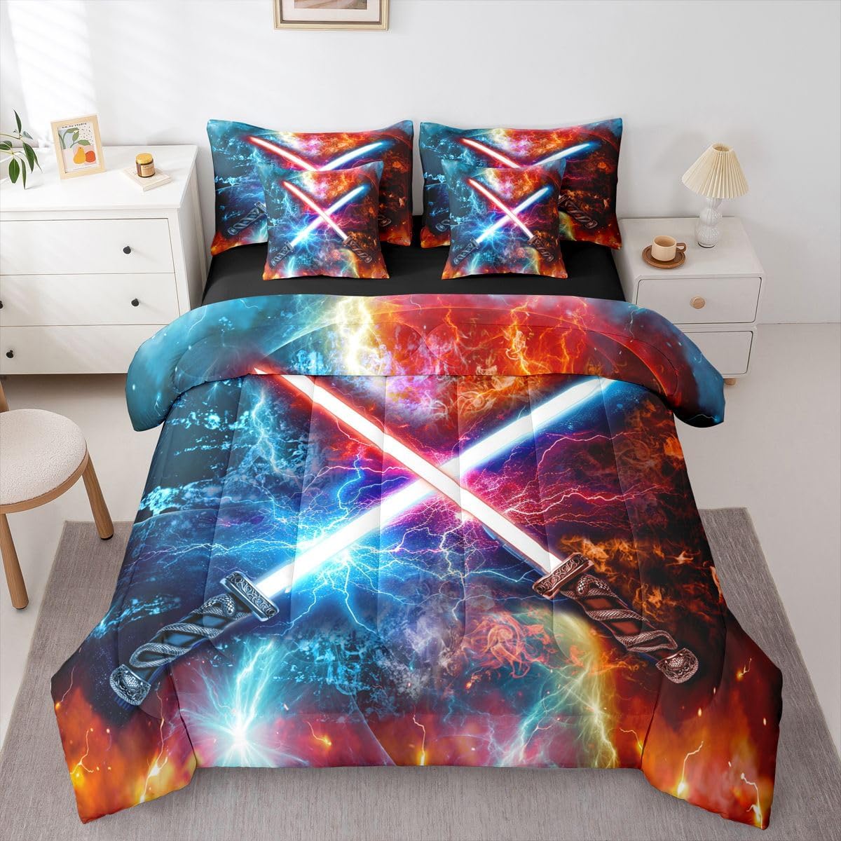 Feelyou Lightsaber Comforter Set with Sheets 7 Piece Full Size
