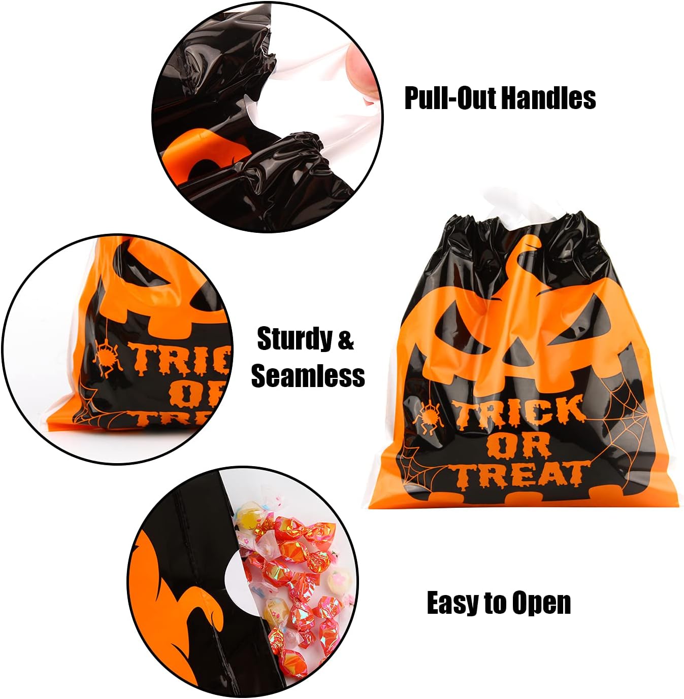 CCINEE 48PCS Halloween Goody Bags with Drawstring,Tick or Treat Candy Bags for Halloween Party Favor Supply