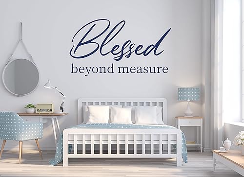 Miniatura 2 de Blessed - Calcomanía de vinilo para pared, cita inspiradora personalizable, bendito más allá de la medida, decoración del hogar para dormitorio,