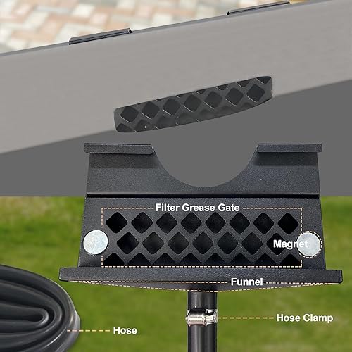 Miniatura 6 de YCQQPRO Recogedor de grasa para Blackstone, embudo de drenaje de grasa trasero para parrilla plana Blackstone, accesorios Blackstone, puerta de