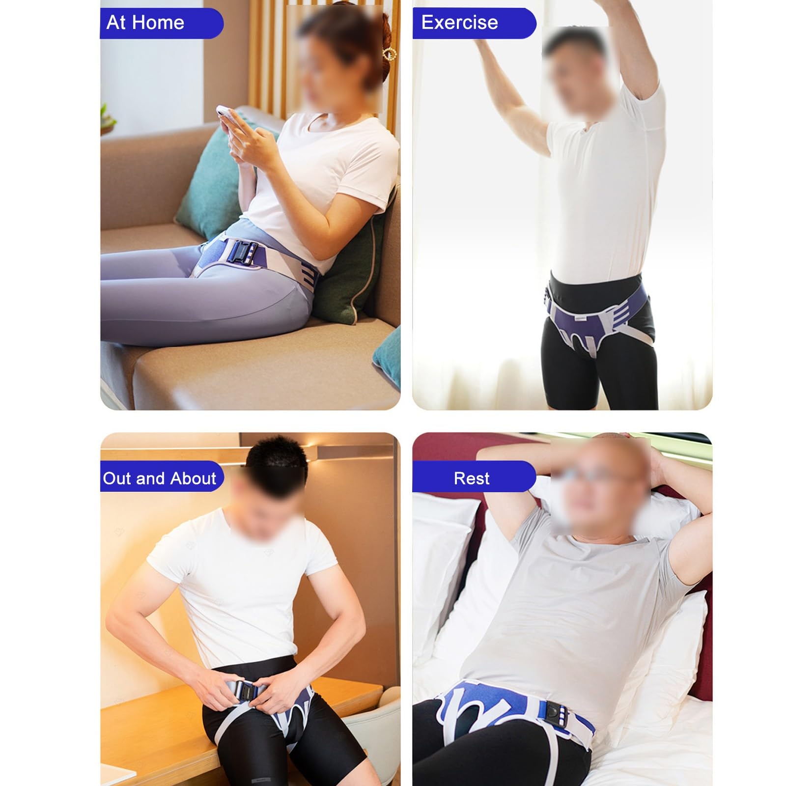Cintura Supporto per Ernia Inguinale da Uomo, Tutore per Ernia Singola/Doppia, Sollievo dal Dolore, Recupero Pre e Post-Operatorio, Regolabile con 4 Cuscinetti Compressivi(X-Large)