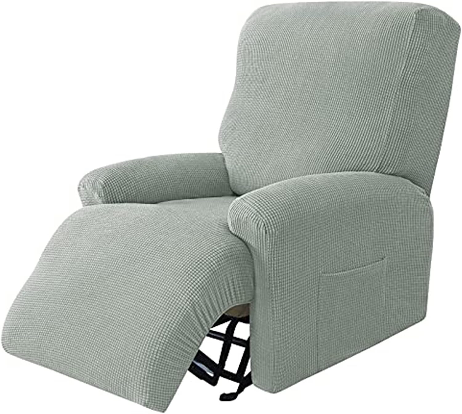 4-seat Stretch Recliner Chair Cover Relax Chair Slipcover Recliner Seat Cover with Pockets for Sofa(Light Green)