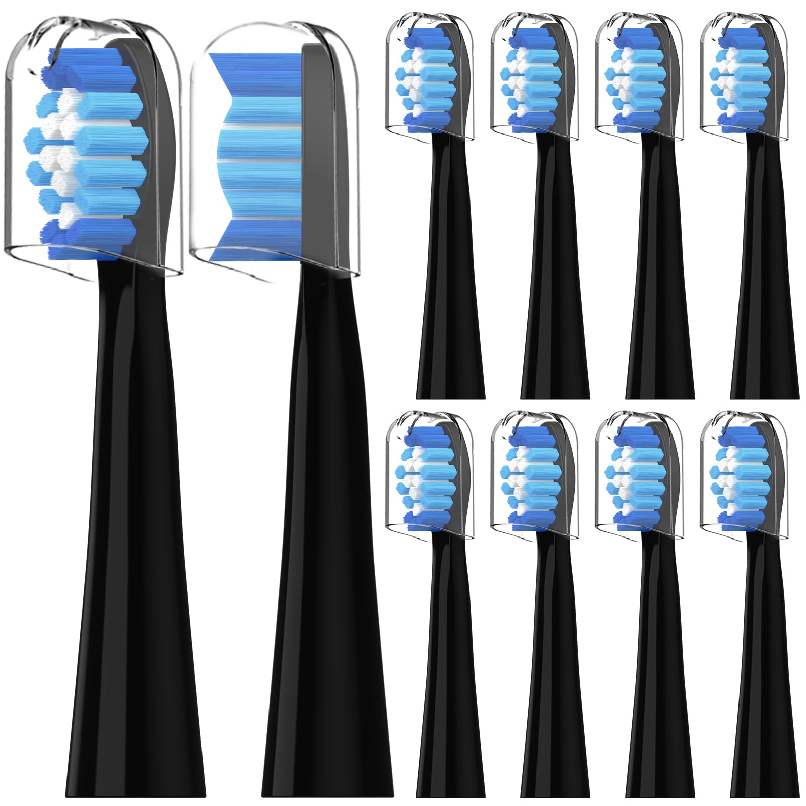 10 sztuk kompatybilnych z Oral-B Pulsonic elektryczna szczoteczka do zębów szczoteczka soniczna wymienne główki szczoteczek, pasujące do nakładek Oral-B Pulsonic, z osłoną przeciwpyłową (czarne, M)