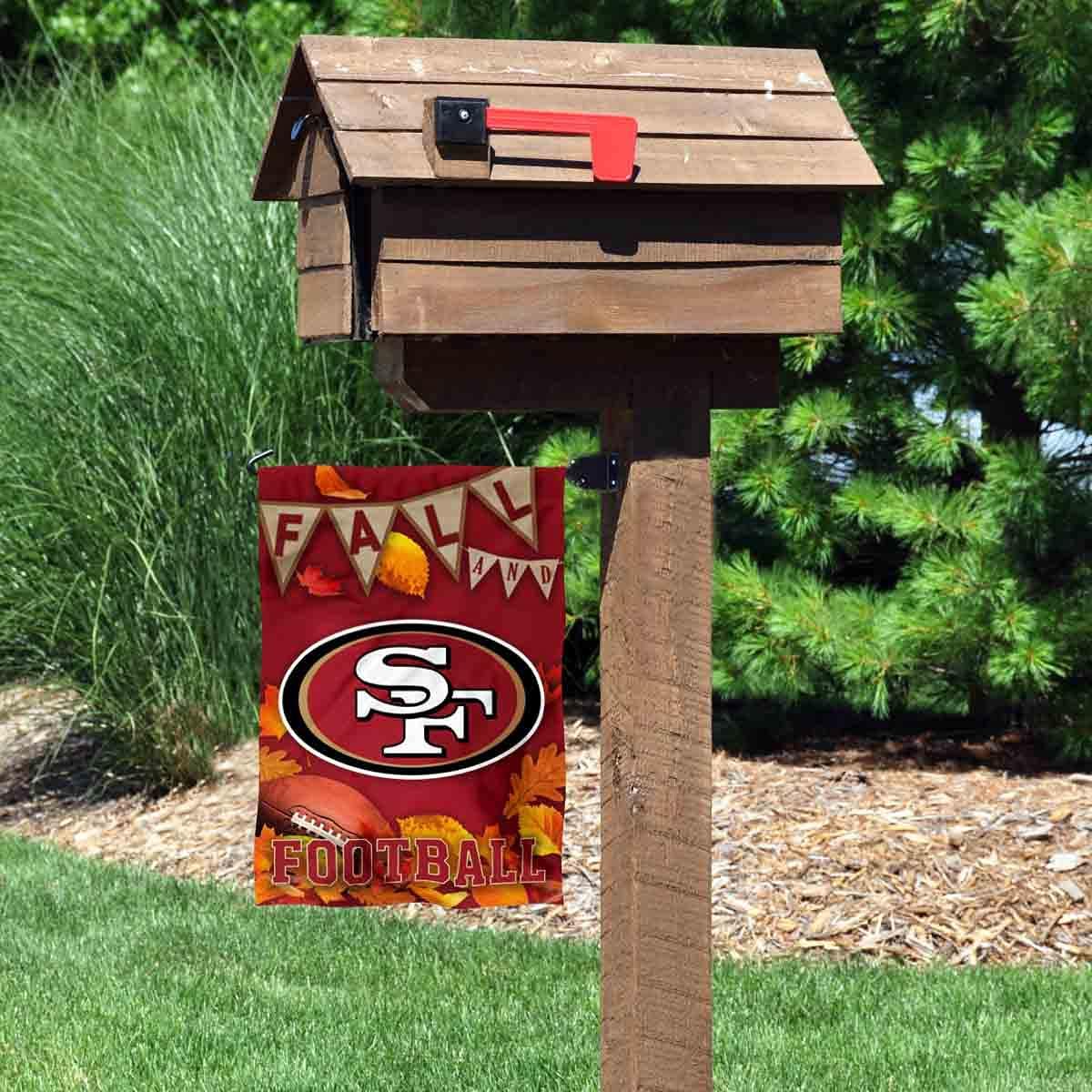 San Francisco 49ers Fall Leaves Decorative Football Garden Flag Double Sided Banner