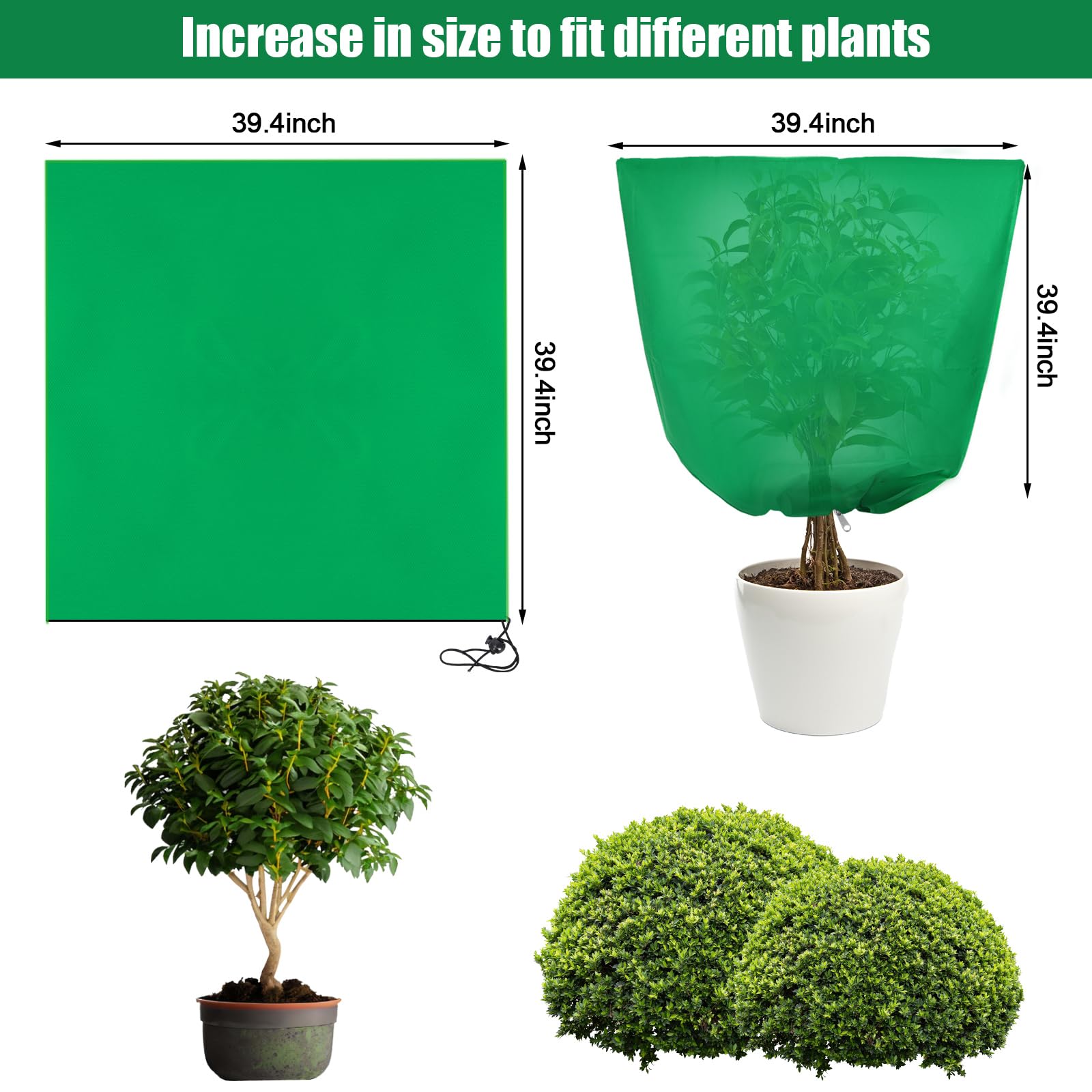 Svepndic 4 PCS Winter Plant Covers Freeze Protection,39X39 Reusable Plant Protector Bag with Drawstring,Winter Plants Jacket Warm Shrubs Cover Blanket Frost Protection for Outdoor Garden Plants