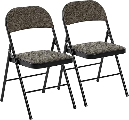 DUMOS Paquete de 2 sillas plegables con cojín acolchado y respaldo, juego de sillas de comedor portátiles apilables de tela, para el hogar y la