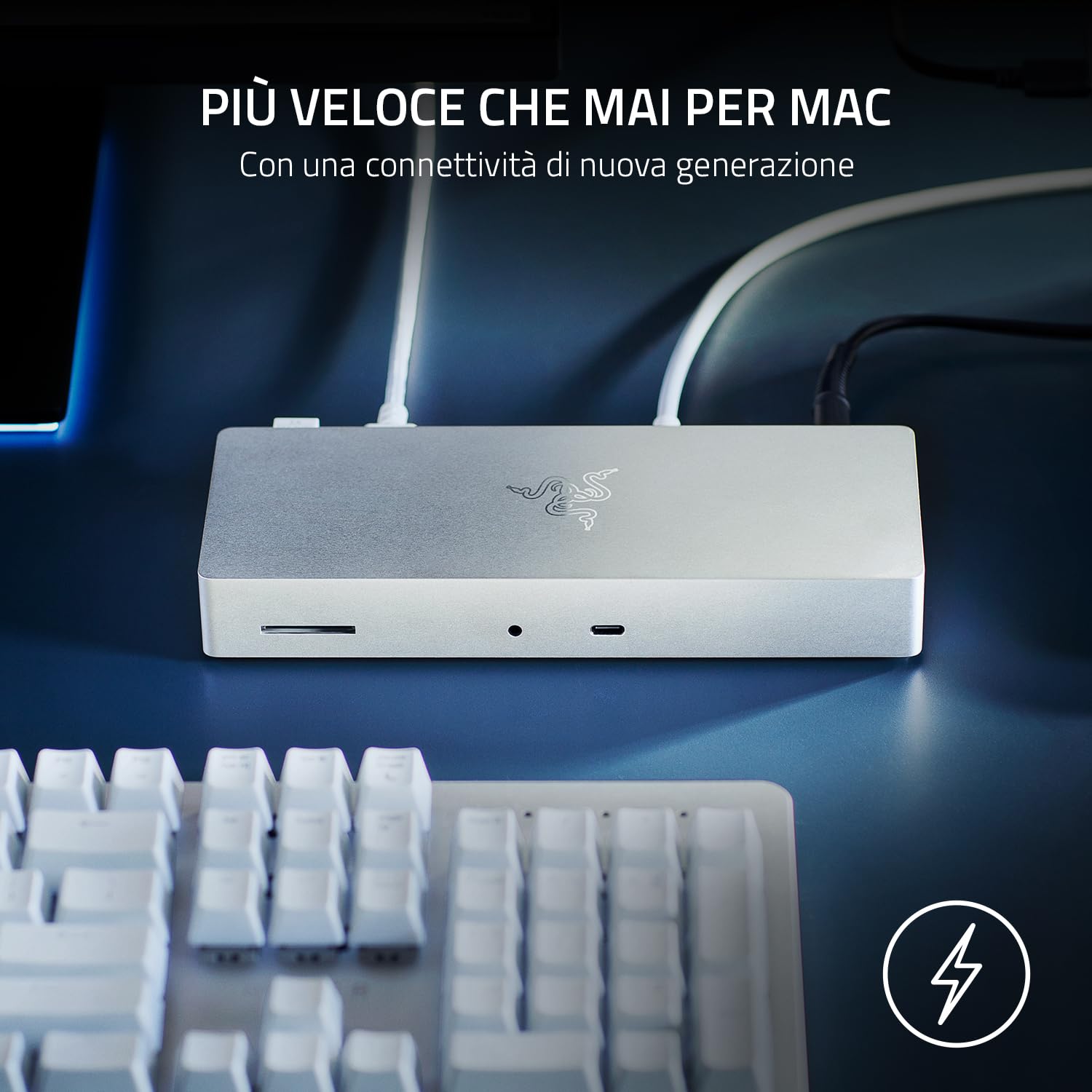 Razer Thunderbolt Dock 4 - Dock Thunderbolt 4 compatto progettato per Mac (La larghezza di banda e la versatilità che hai sempre voluto, Più veloce che mai per Mac) Bianco