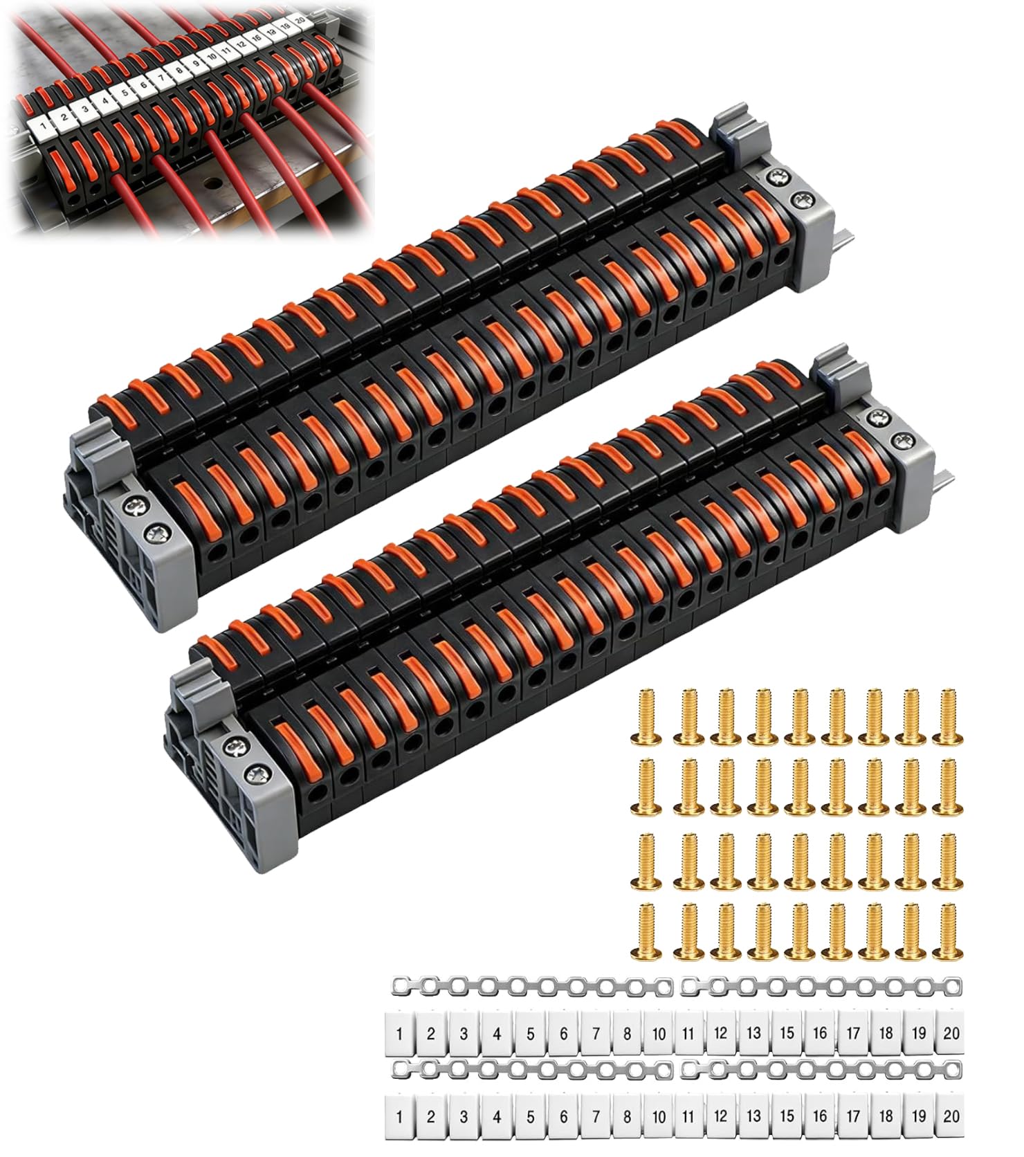40pcs PCT-211 Bloques de terminales de bornes carril din 0,08 – 4 mm² terminales eléctricos de conexión, terminales enchufables, clemas electricas rapidas para cableado rápido