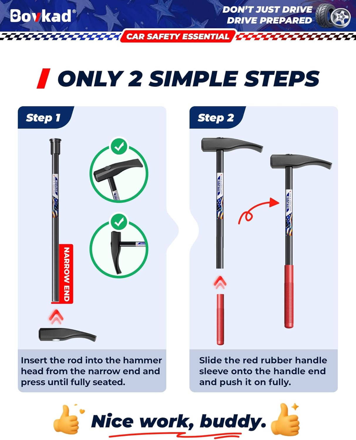 32'' Heavy Duty Tire Bead Breaker Hammer, Duck Billed Tire Hammer for Fast Bead Breaking, Tire Bead Breaker Tool for Semi Trucks, Passenger Car, Pickups, Tractors Tire Bars for Changing Tires