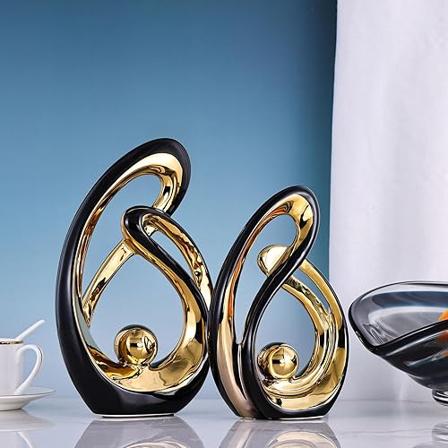 Miniatura 4 de XMGZQ Acento de decoración del hogar, decoración de estantería de arte de porcelana de mediados de siglo, centros de mesa dorados para mesas,