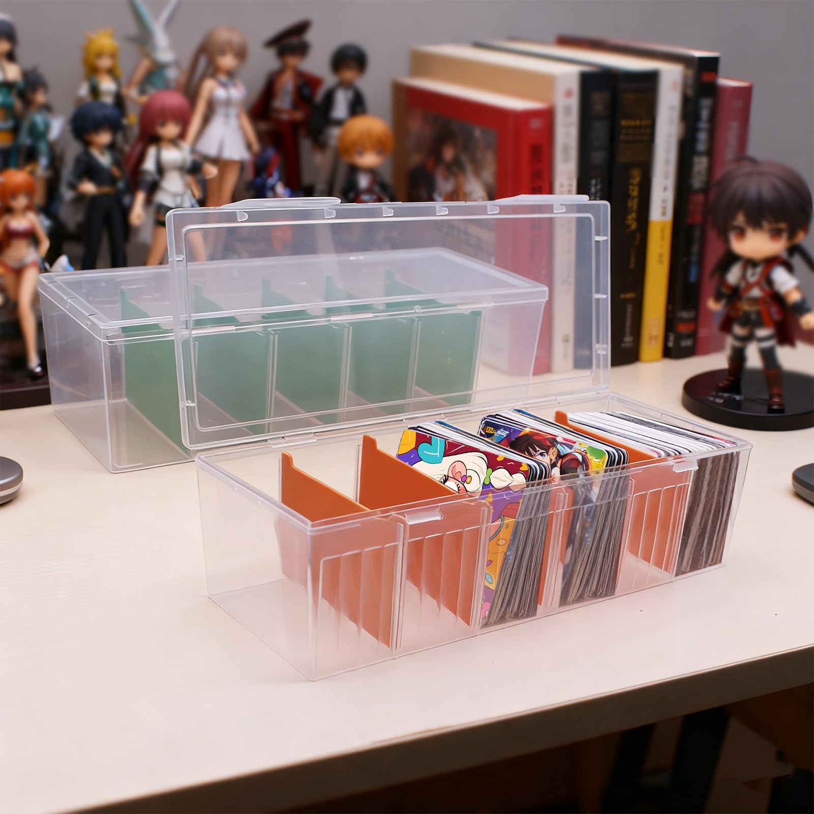 Boîte à Fiches A8 avec Séparateurs Amovibles, 23,5 x 9,5 x 6,8 cm, Pour 1200 Cartes