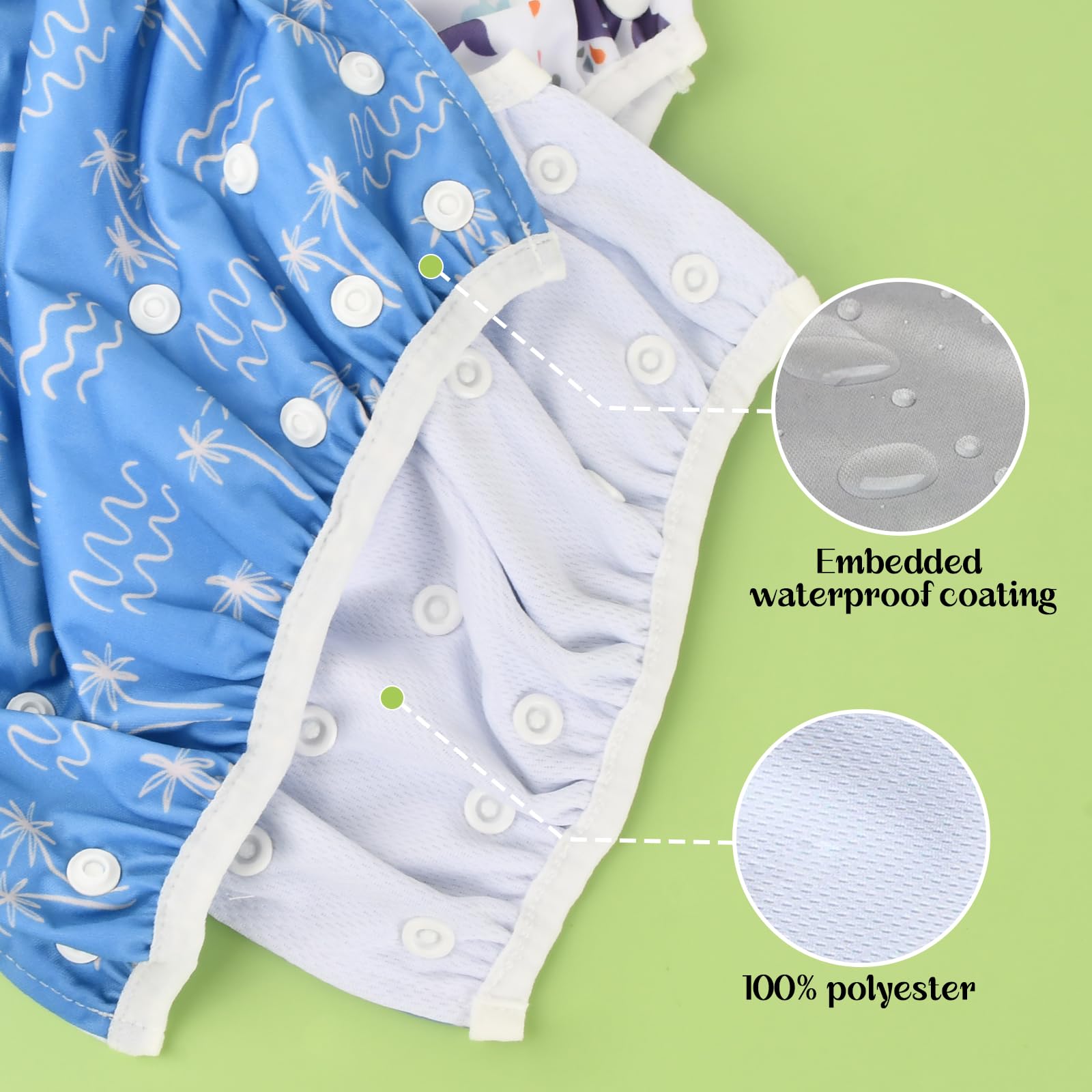 Couches de Bain Lavables Bébé, Ajustable Couche Piscine pour Enfants de 0-2 Ans, Maillot de Bain Réutilisable pour Bébé Fille et Garçon, Pantalon Couche de Natation pour Bebe 3-15kg (B)