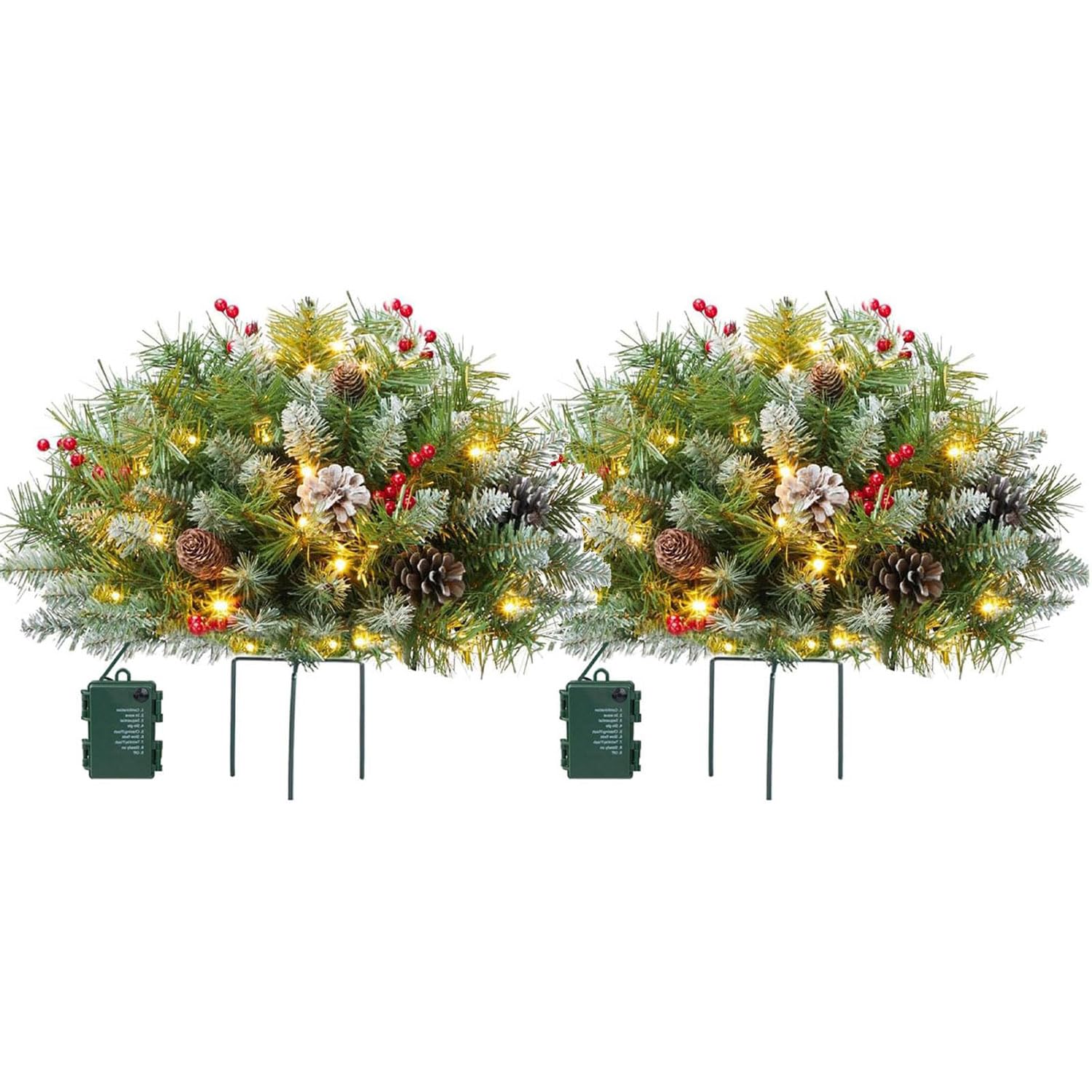 Arbre de noël artificiel pré-éclairé 18 pouces pour urne et décoration de porche extérieur