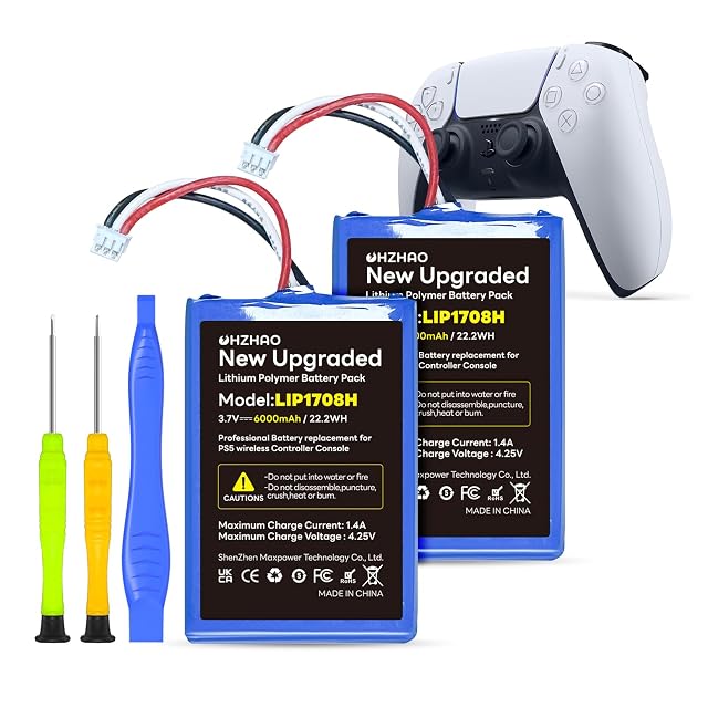 2025 2pack PS5 Controller Battery 6000mAh LIP1708 Battery for Sony PS5 PlayStation 5 Dual Sense Controller CFI-ZCT1W Gamepad