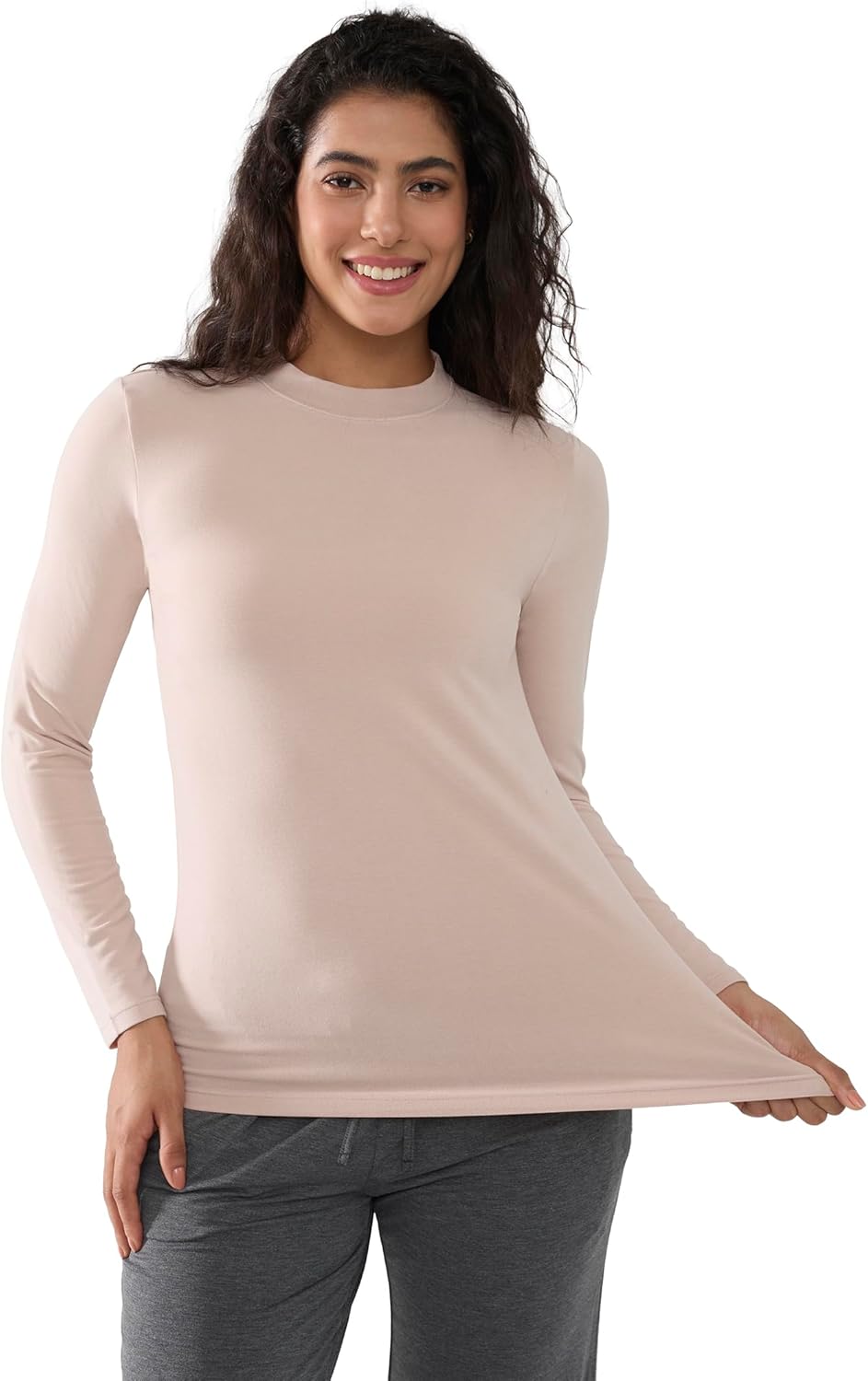 Women's Long Sleeve Thermal Top Lightweight Basic Layer Bamboo Viscose Undershirts - Image 3