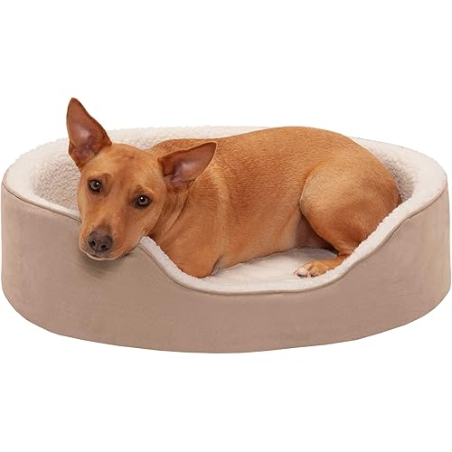 Furhaven Pet Beds for Small, Medium, and Large Dogs - Round Oval Cuddler Supportive Dog Bed with Removable Cover - Multiple Sizes & Styles