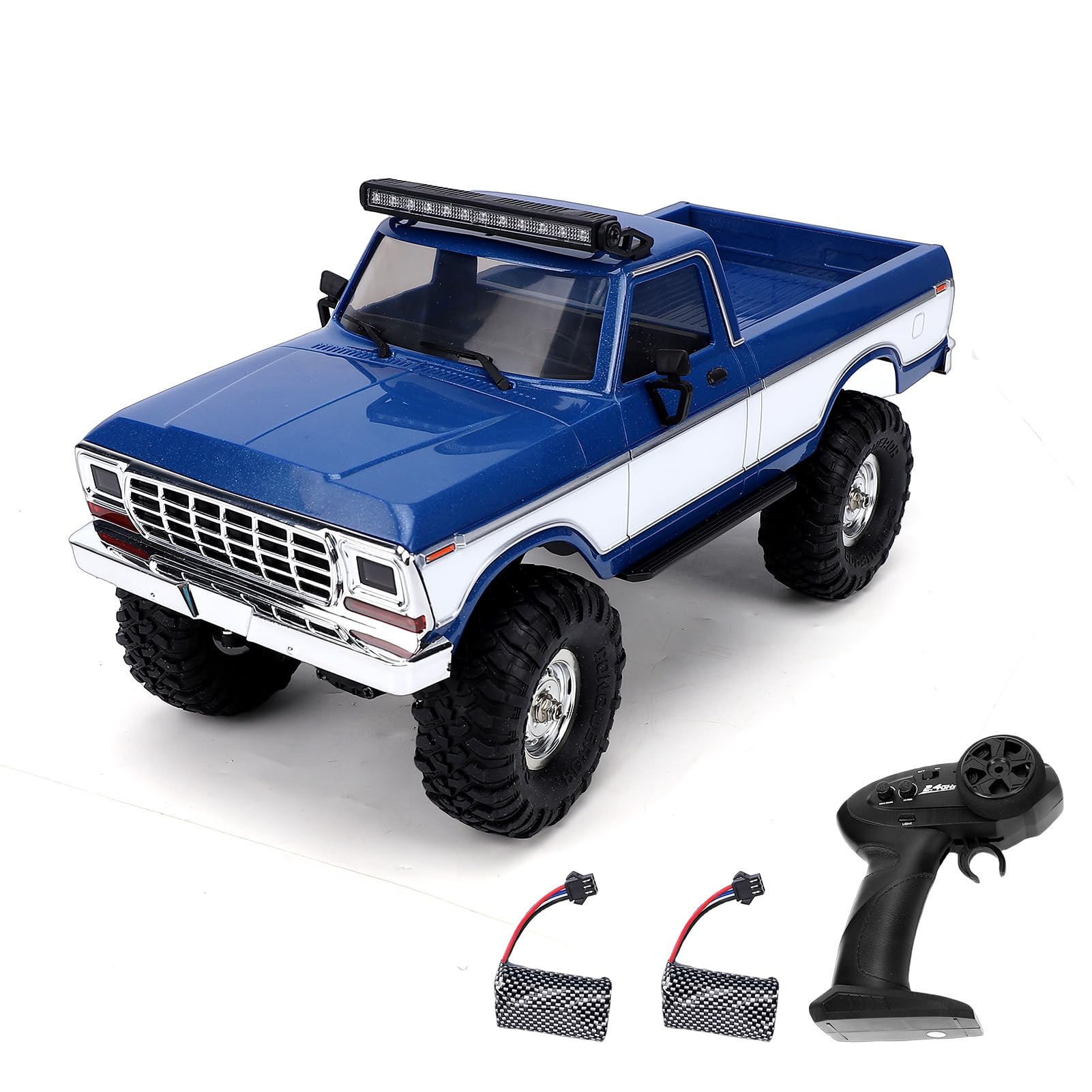 Pickup Radiocomandato in Scala 1/16 a 2,4 GHz, con Luci a LED, Trazione Integrale, Fuoristrada, Dotato di Luci Colorate, velocità Massima 10 Km/h, Autonomia di 25 Minuti, (Blu)