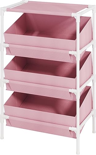 Miniatura 4 de Estante de almacenamiento de tela para juguetes con 3 cajas de almacenamiento grandes, adecuado para el hogar, jardín de infantes, dormitorio, sala