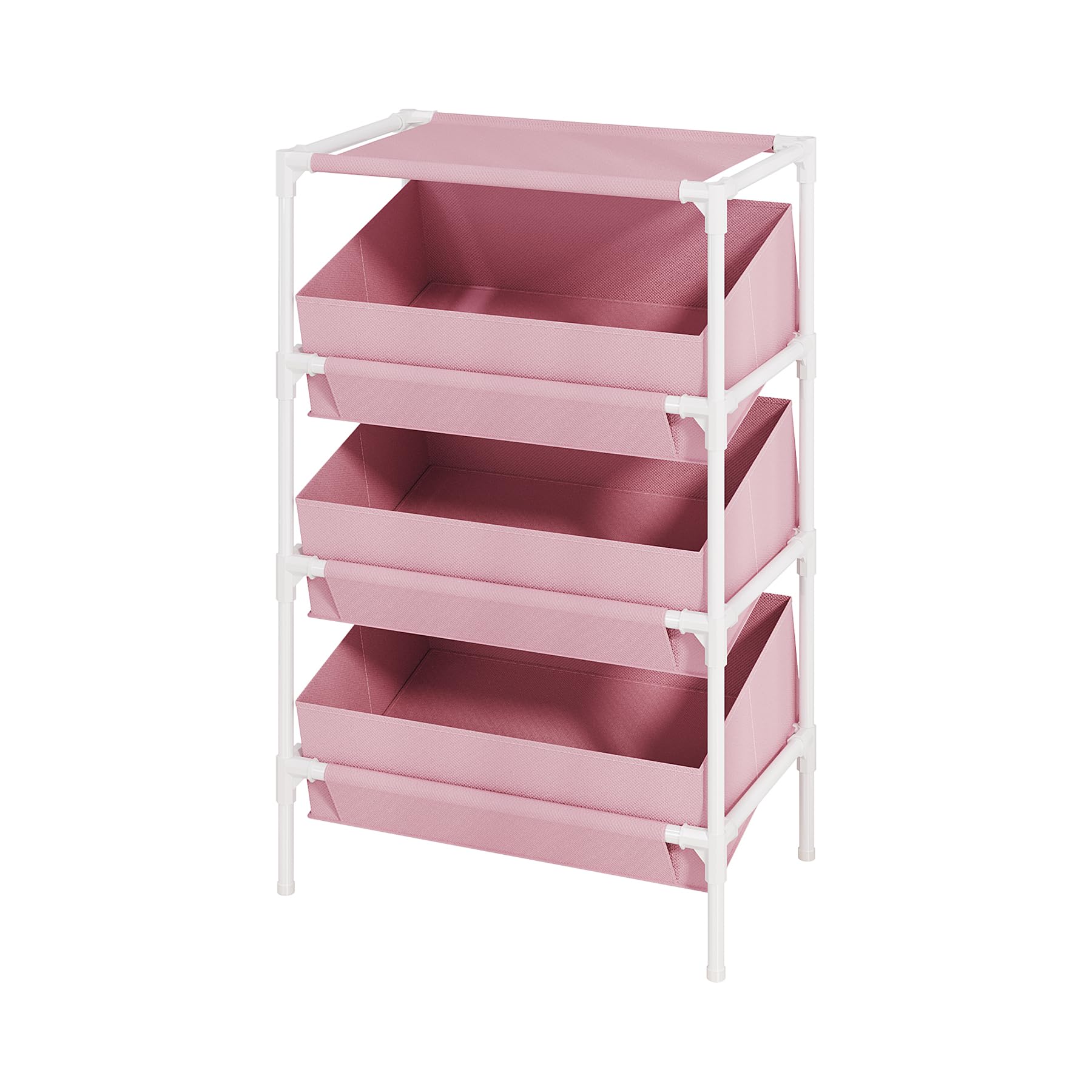 Buzowruil Storage Shelving 3-Tier Utility Shelving Unit Organizer Rack Toy Rack for Home,Office Bedroom, Living Room, Entryway, Pink