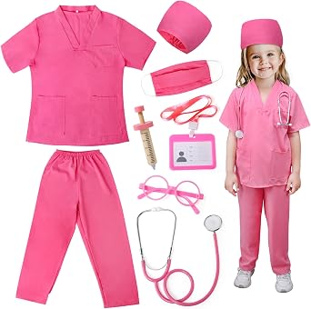 LEADSTAR Kids Doctor Costume,Nurse Costume Kids Toys for Girls Doctor Nurse Dress Up Halloween Cosplay,Toddlers Doctors Outfit Set with Accessories Child Role Play Outfit