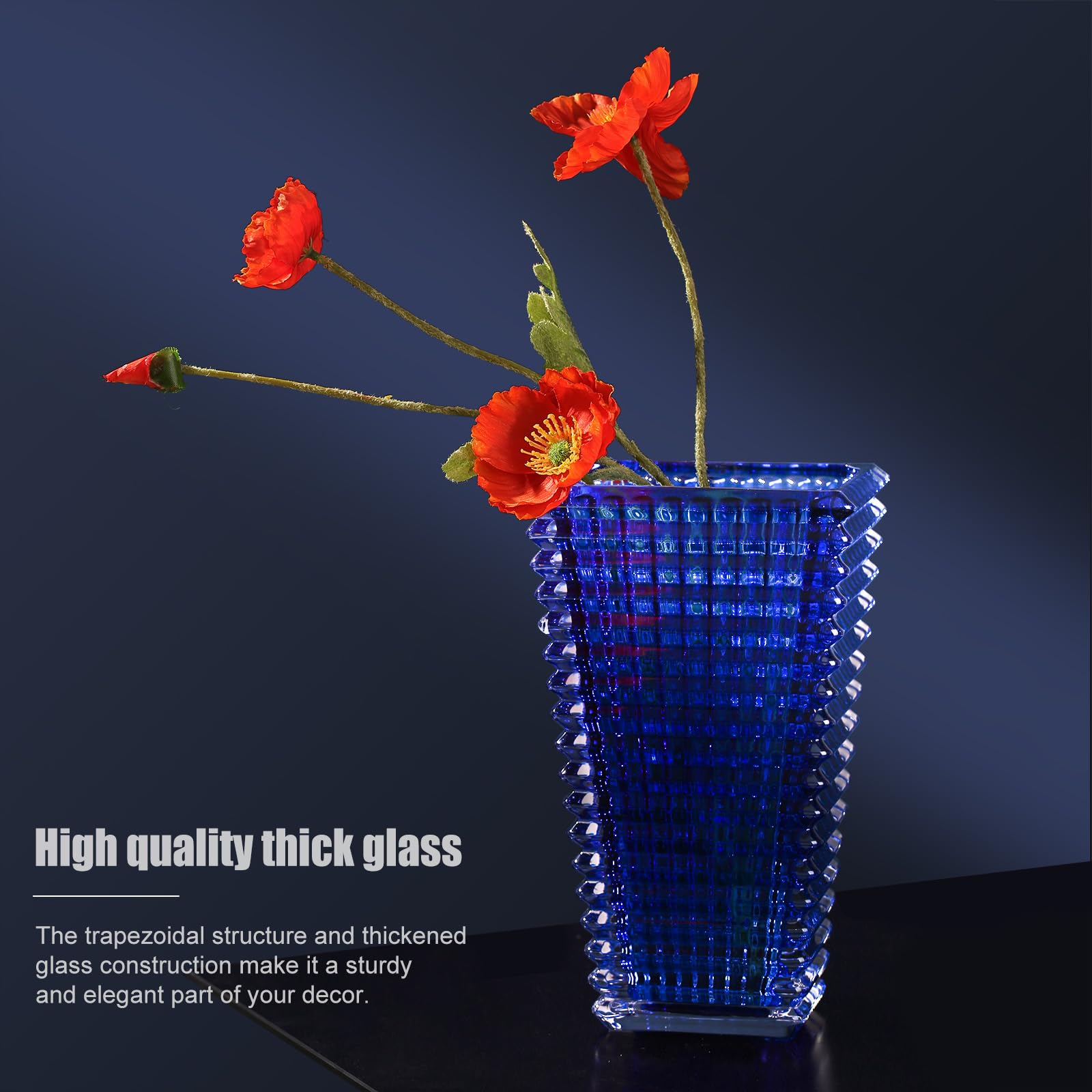 ブルー クリスタルガラス 花瓶 フラワーベース Amazon.co.jp: Yuccasly クリスタルガラスの花瓶、ブルー スクエア